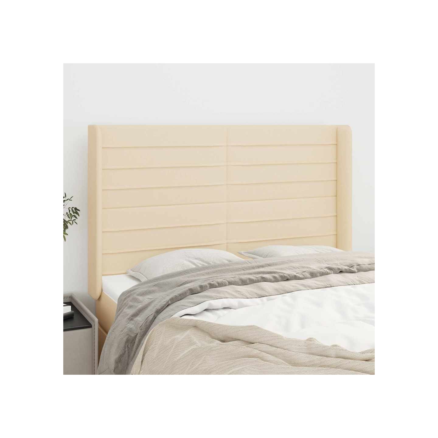Tête de lit avec oreilles Crème 147x16x118/128 cm Tissu