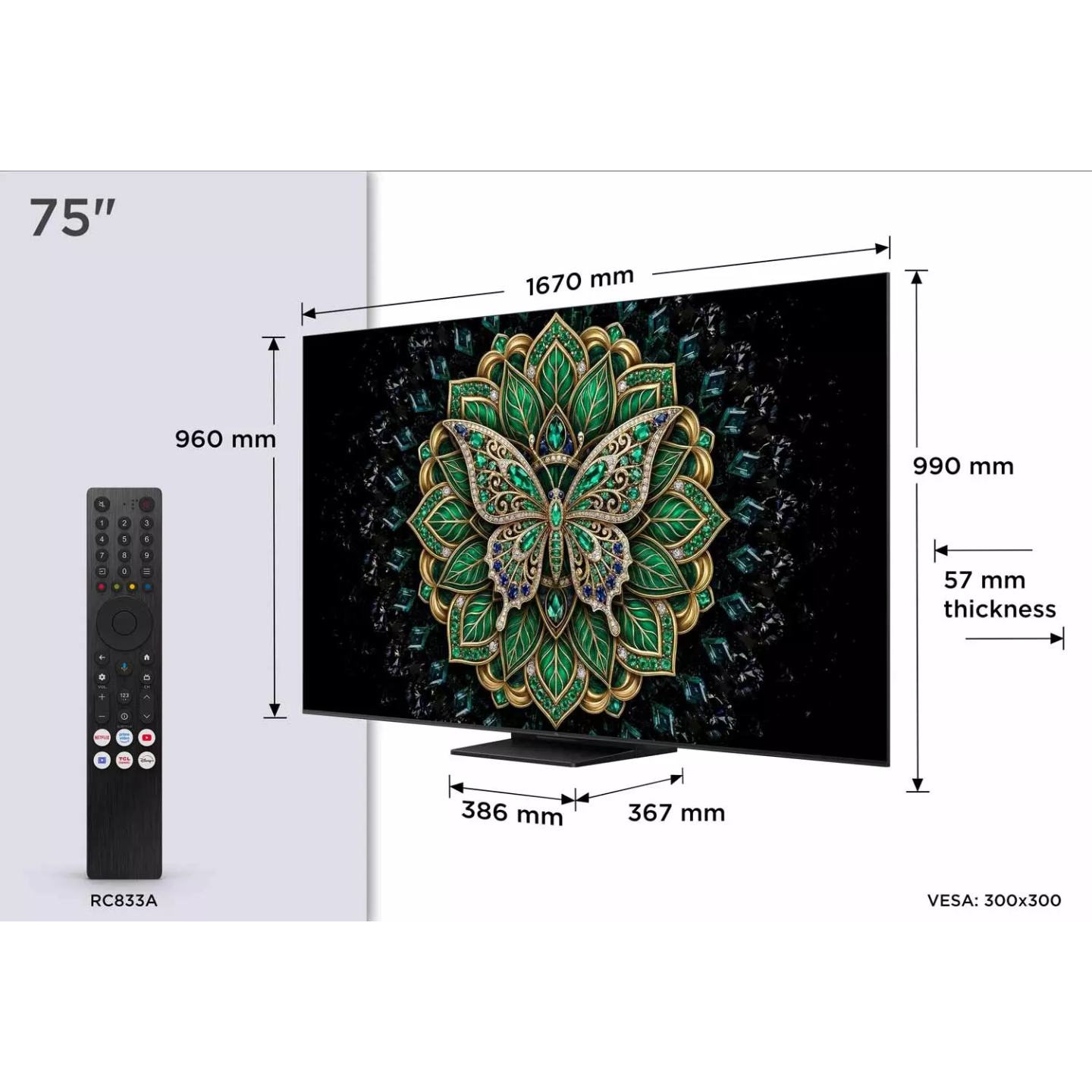 TV QLED TCL 75C6KPRO 75" 4K QD-Mini LED 144 Hz | Nimestore