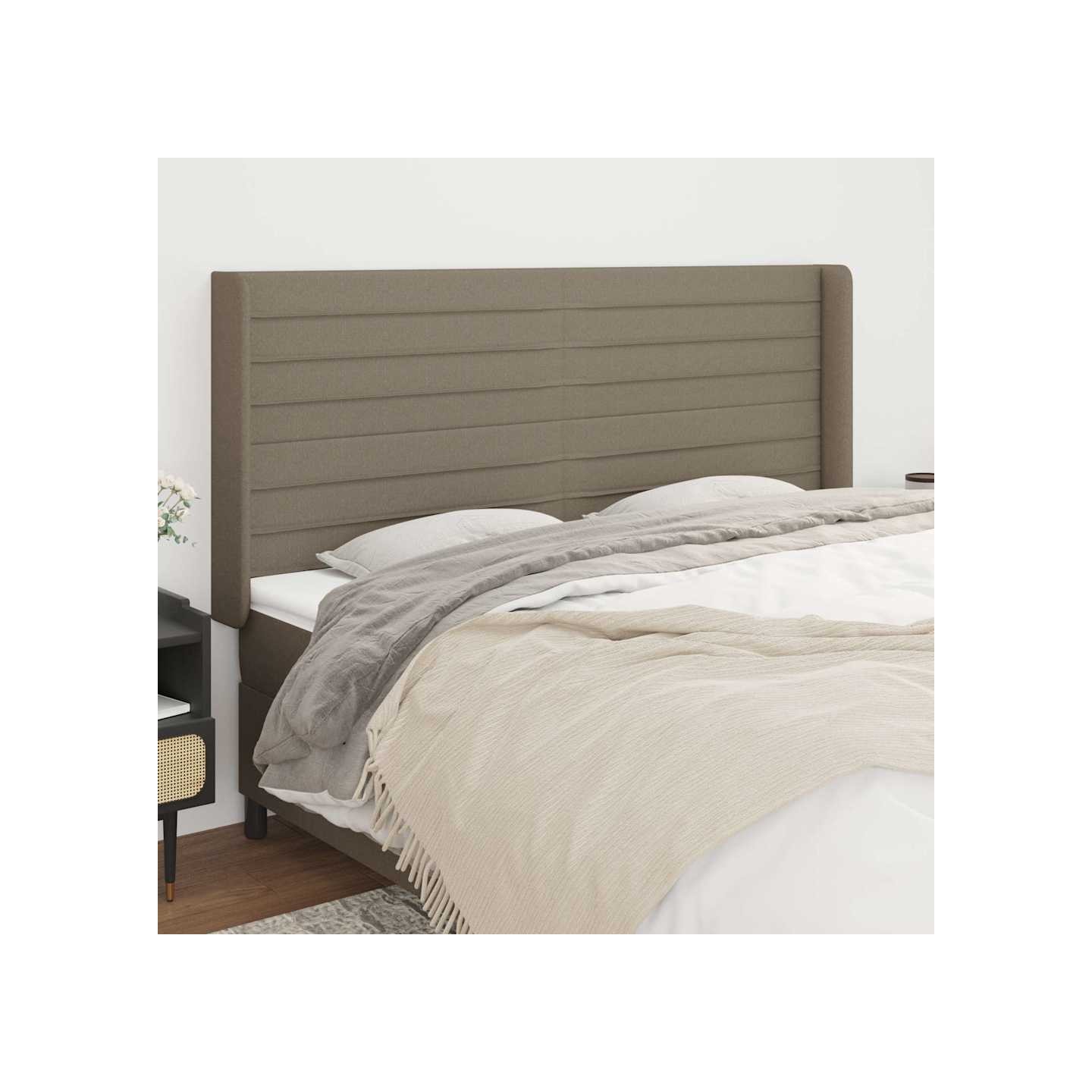 Tête de lit avec oreilles Taupe 163x16x118/128 cm Tissu
