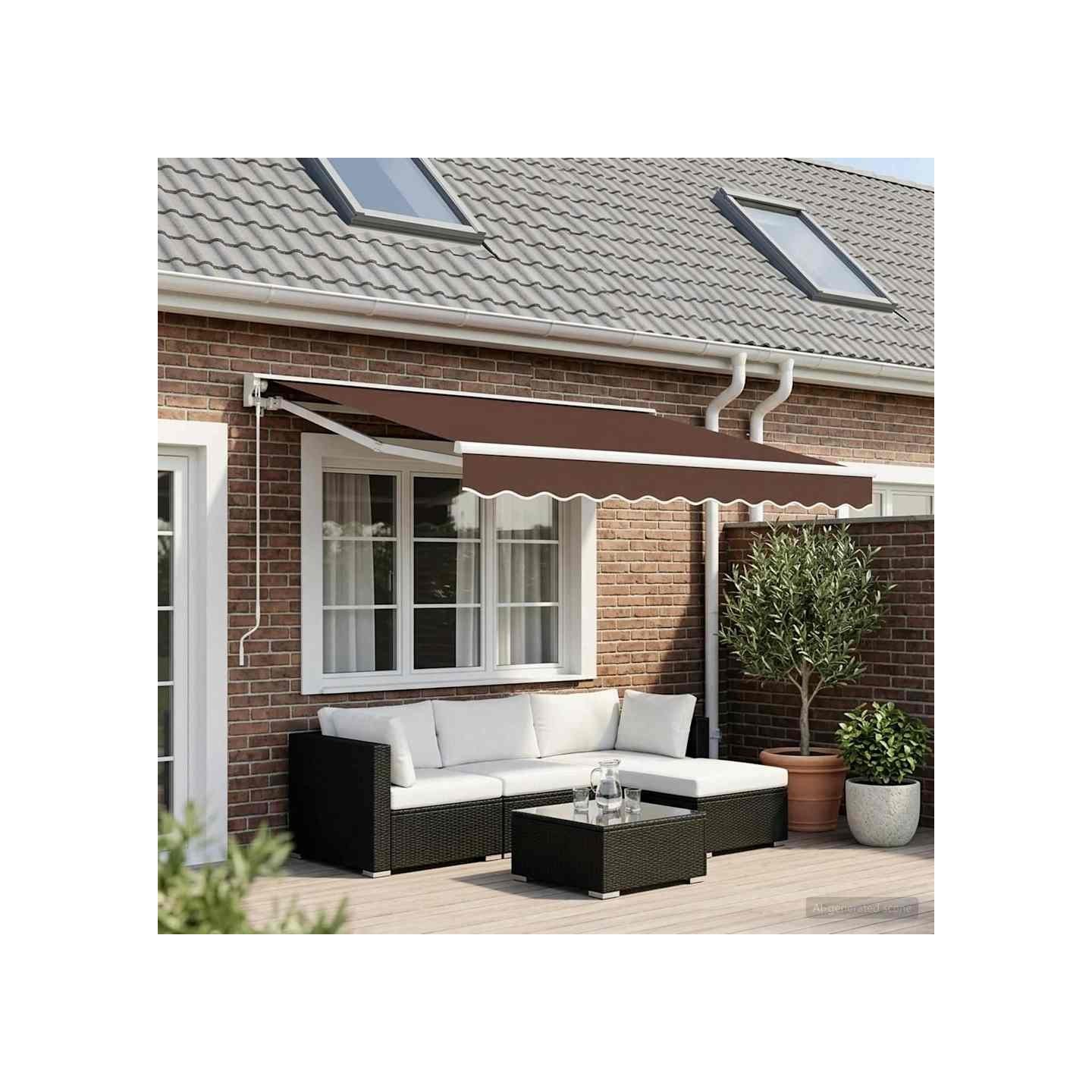 Tissu de remplacement pour auvent marron 350x250 cm polyester