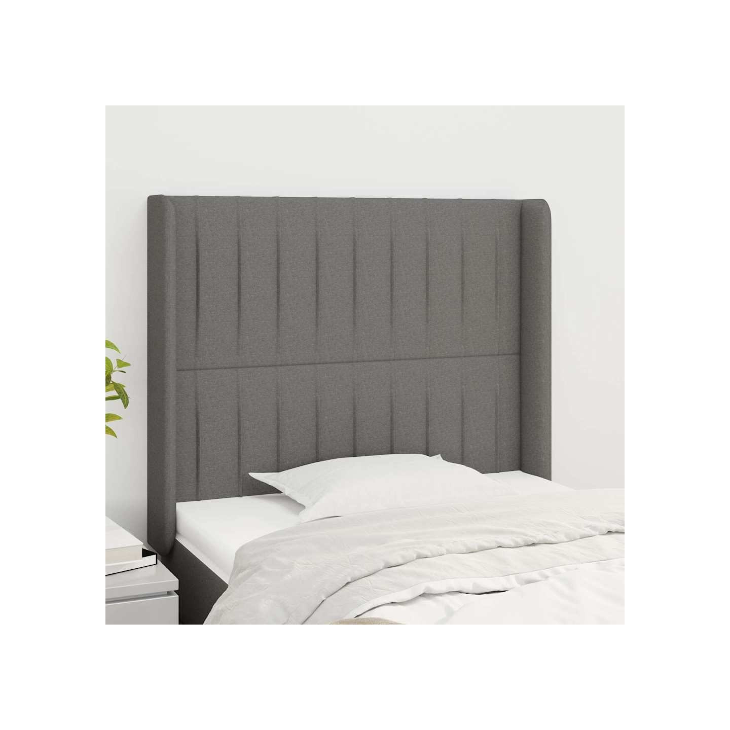 Tête de lit avec oreilles Gris foncé 93x16x118/128 cm Tissu