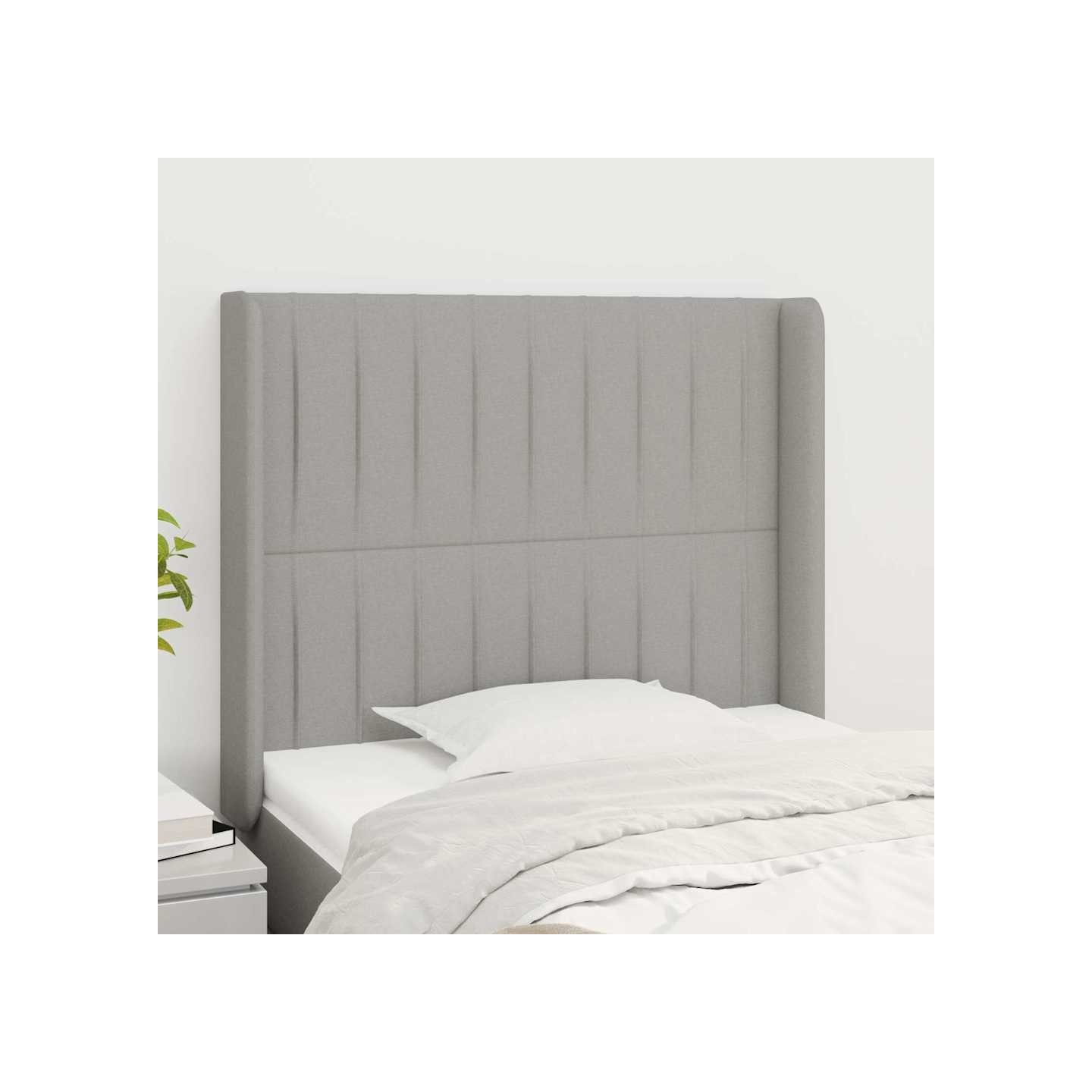 Tête de lit avec oreilles Gris clair 83x16x118/128 cm Tissu