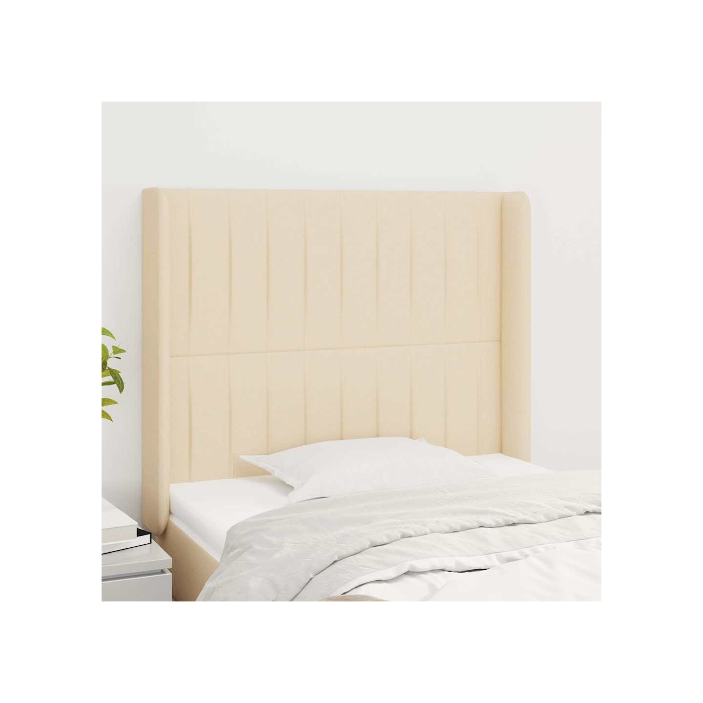 Tête de lit avec oreilles Crème 93x16x118/128 cm Tissu