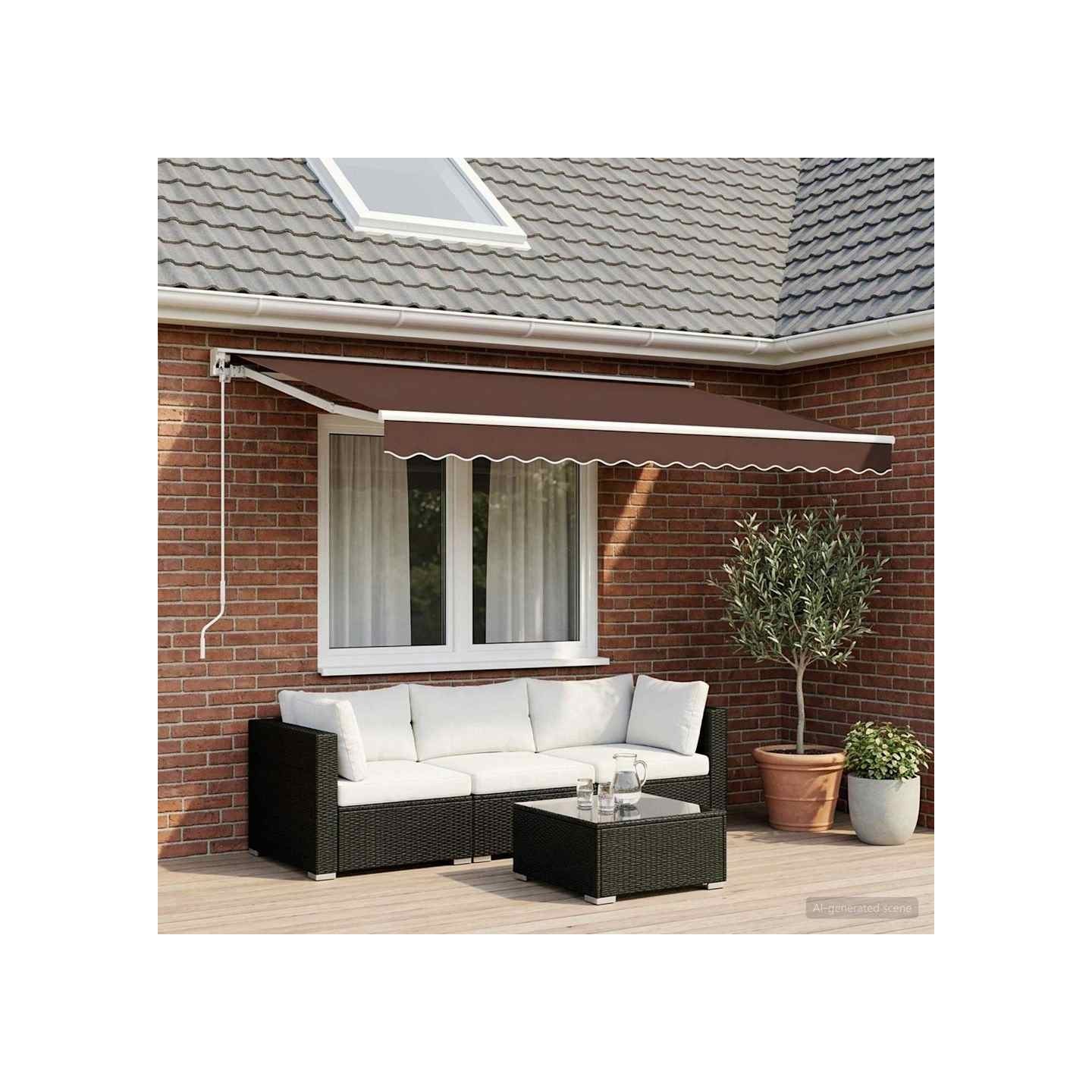 Tissu de remplacement pour auvent marron 500x300 cm polyester