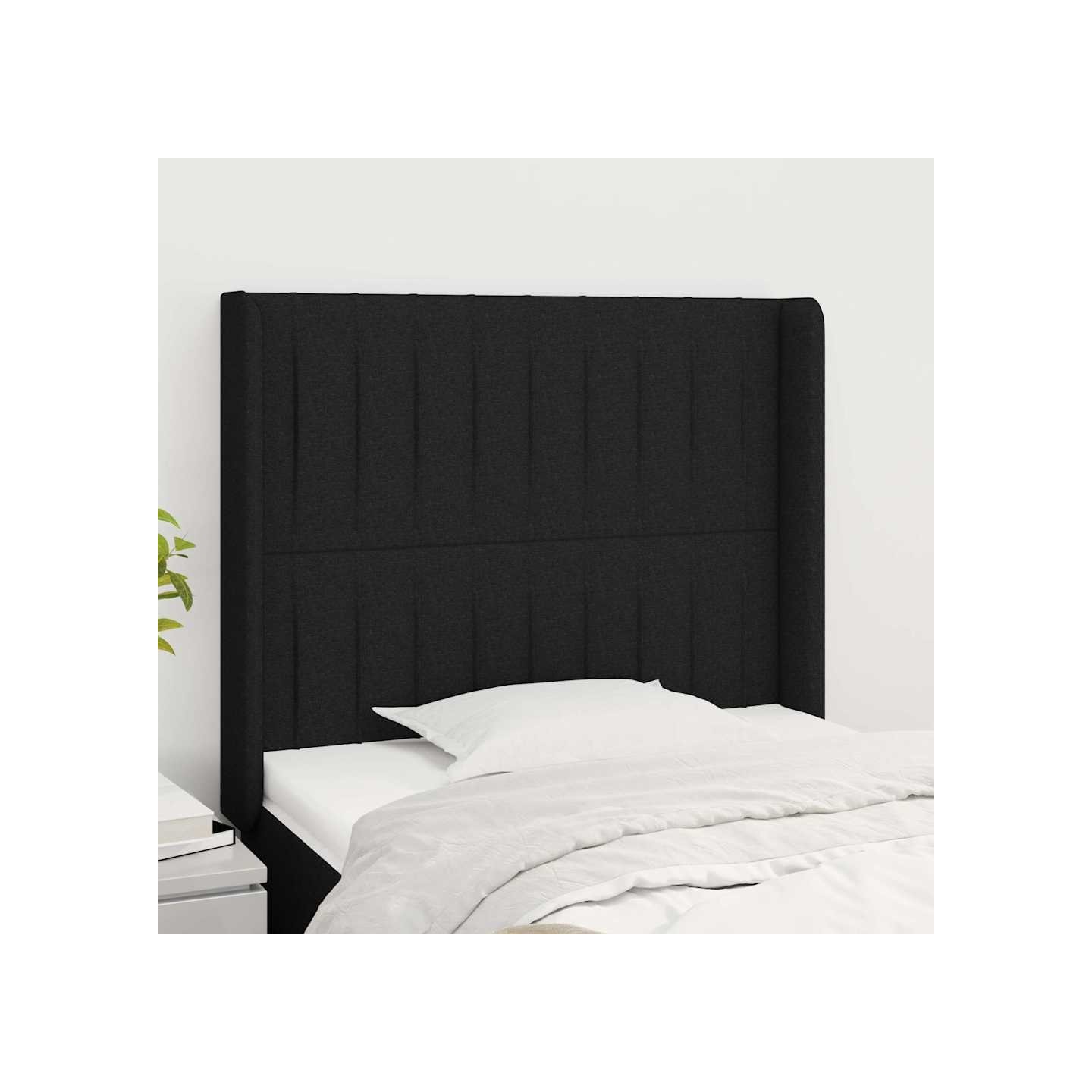 Tête de lit avec oreilles Noir 103x16x118/128 cm Tissu