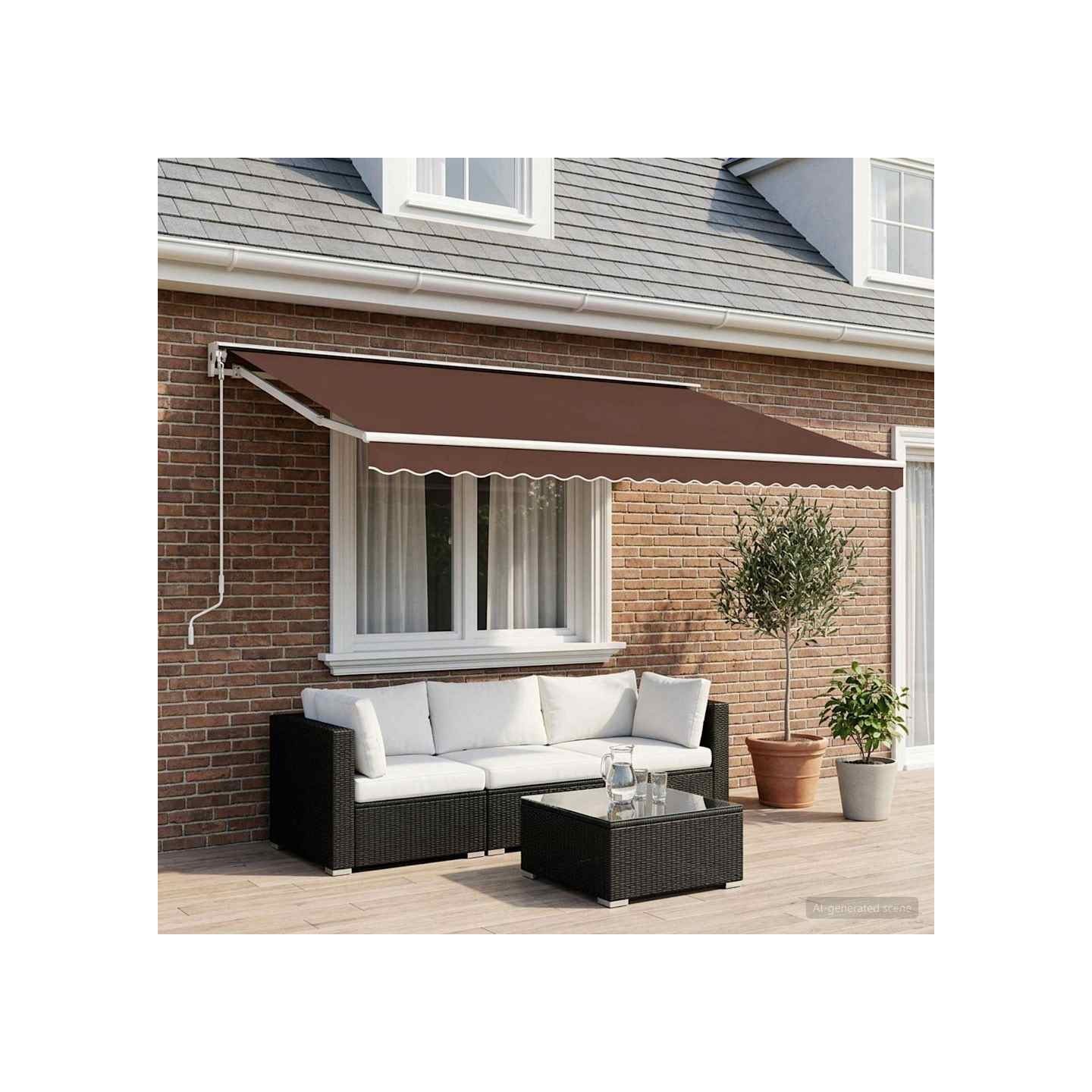 Tissu de remplacement pour auvent marron 600x300 cm polyester