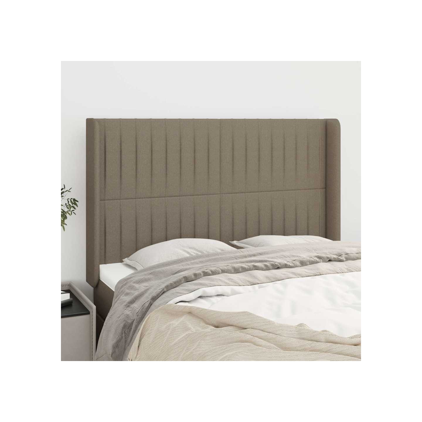 Tête de lit avec oreilles Taupe 147x16x118/128 cm Tissu