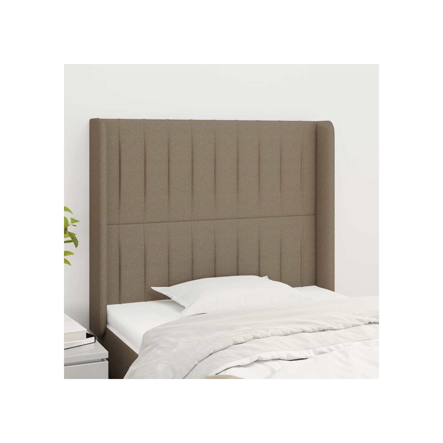Tête de lit avec oreilles Taupe 103x16x118/128 cm Tissu