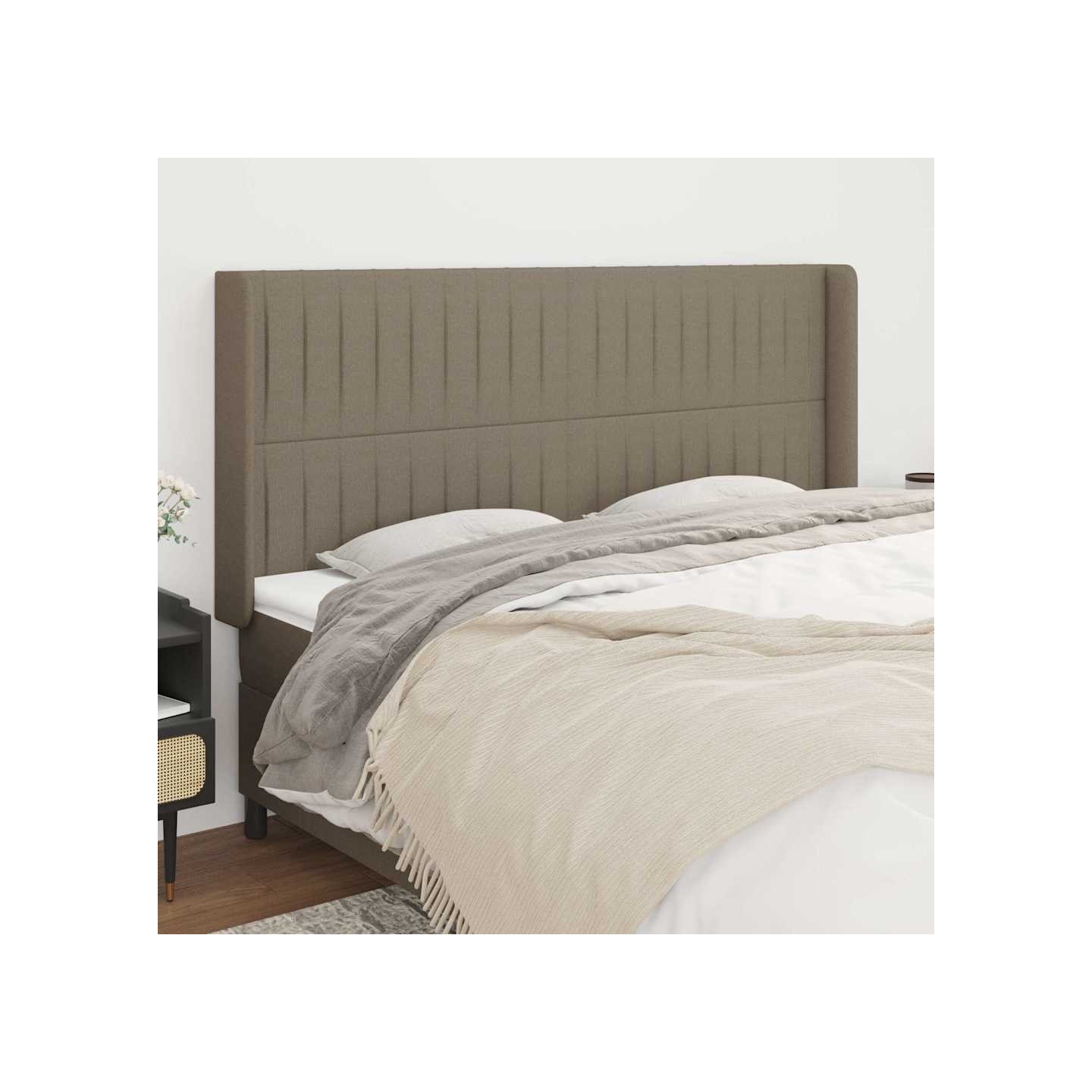 Tête de lit avec oreilles Taupe 183x16x118/128 cm Tissu