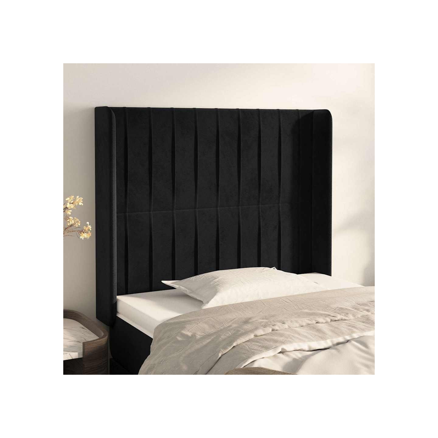 Tête de lit avec oreilles Noir 83x16x118/128 cm Velours