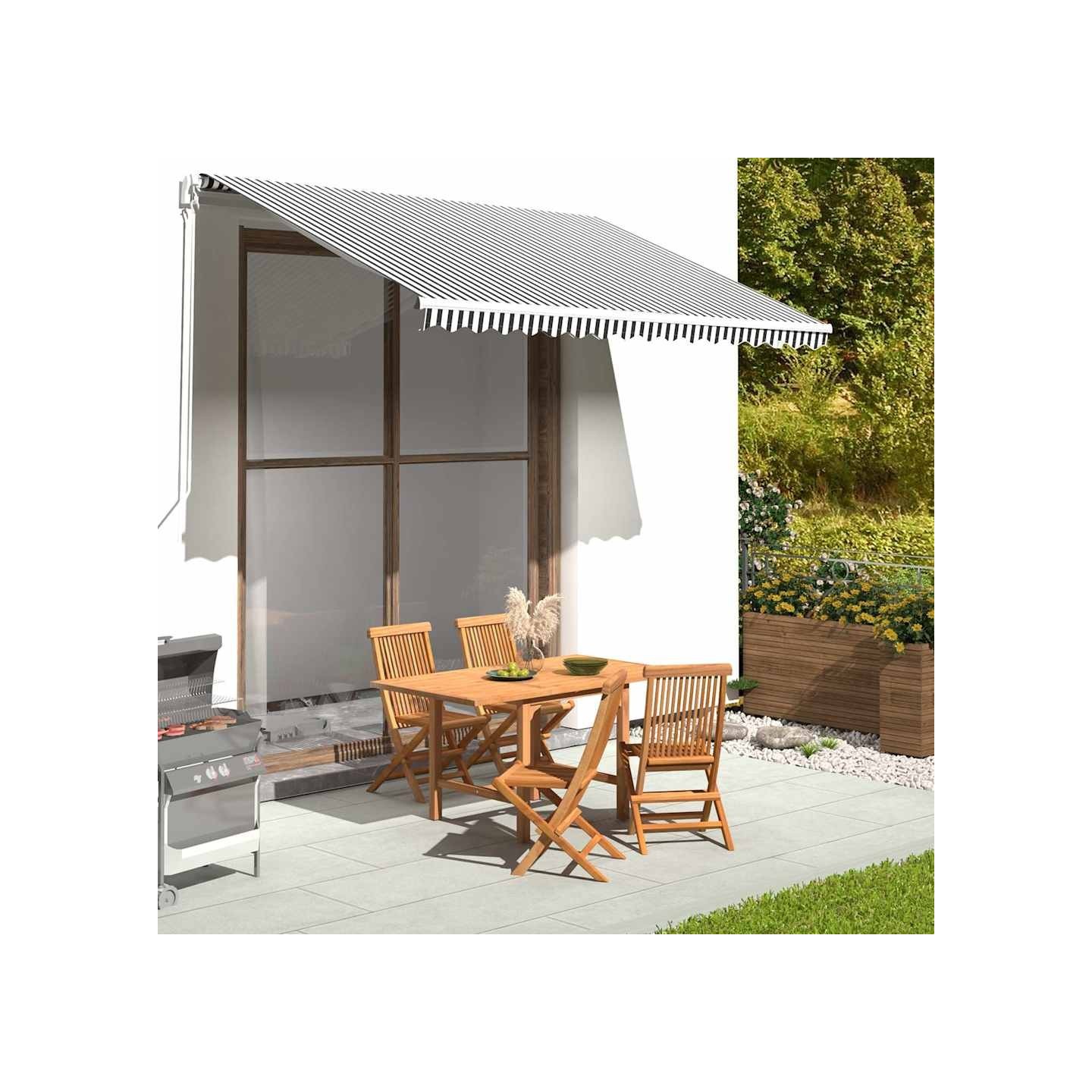 Tissu de remplacement pour auvent anthracite et blanc 350x250 cm polyester