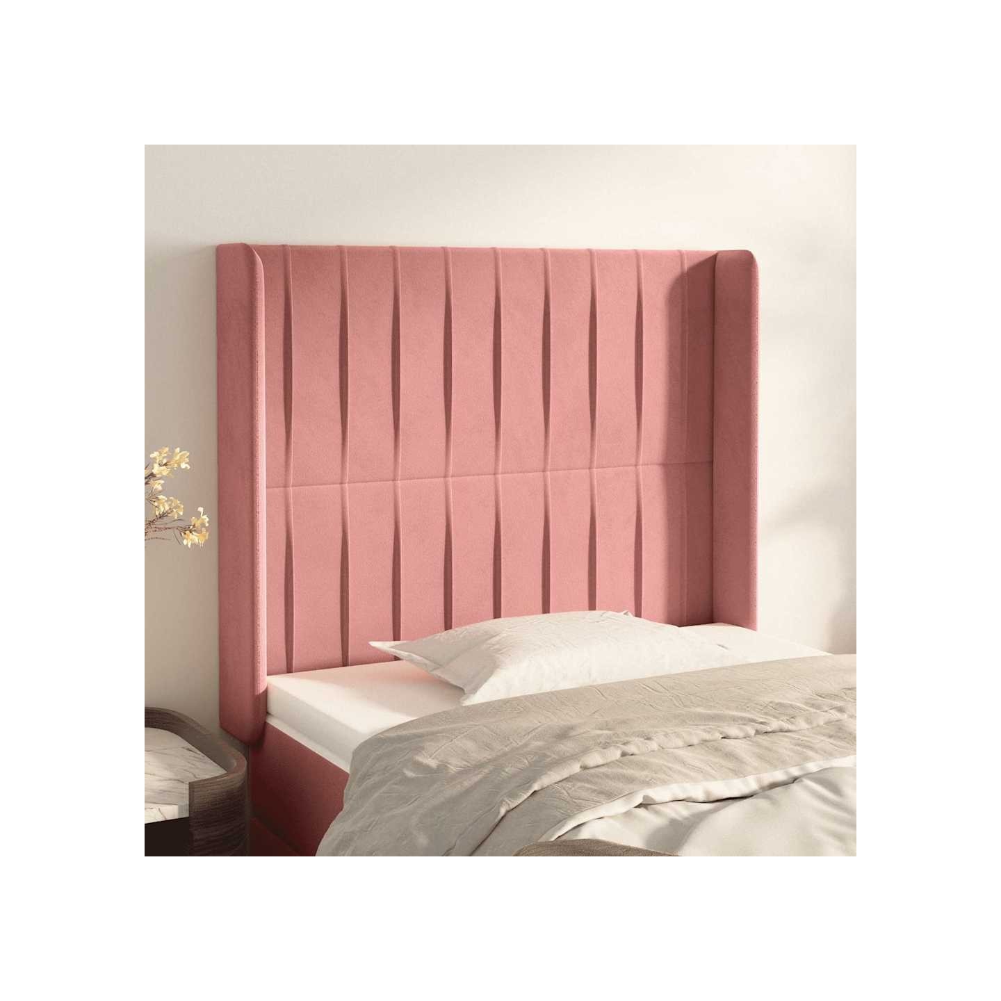 Tête de lit avec oreilles Rose 93x16x118/128 cm Velours