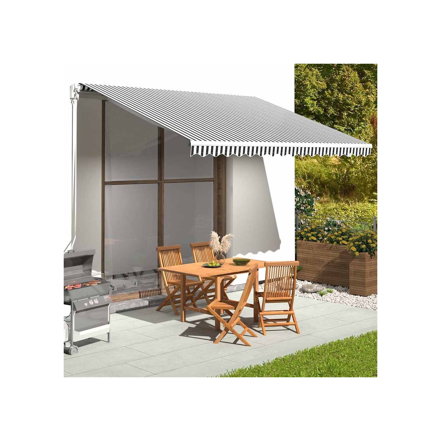 Tissu de remplacement pour auvent anthracite et blanc 400x300 cm polyester