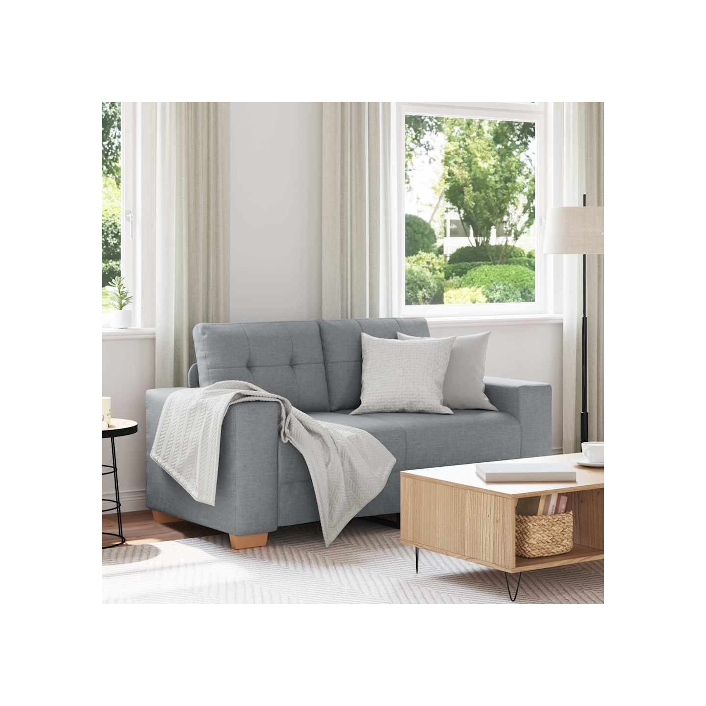 Canapé causeuse gris clair 160x77x82 cm tissu