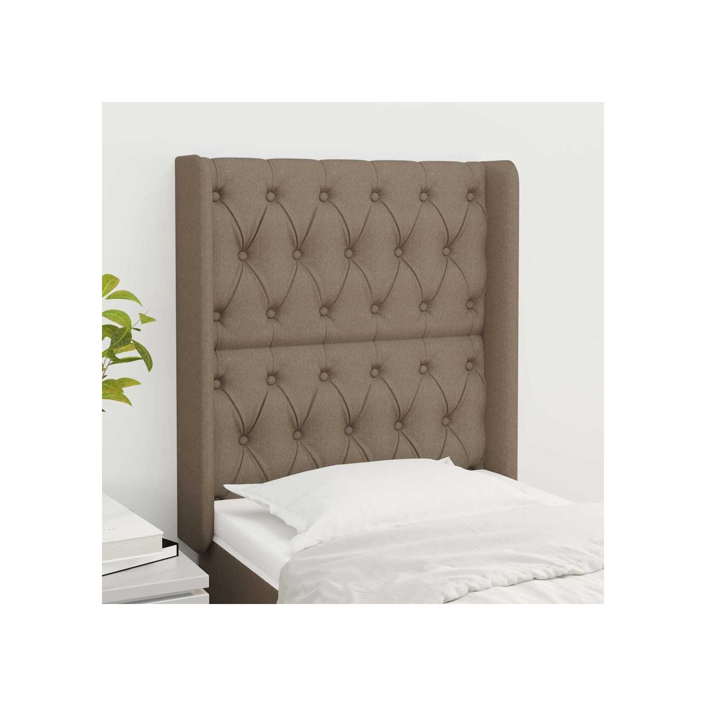 Tête de lit avec oreilles Taupe 83x16x118/128 cm Tissu