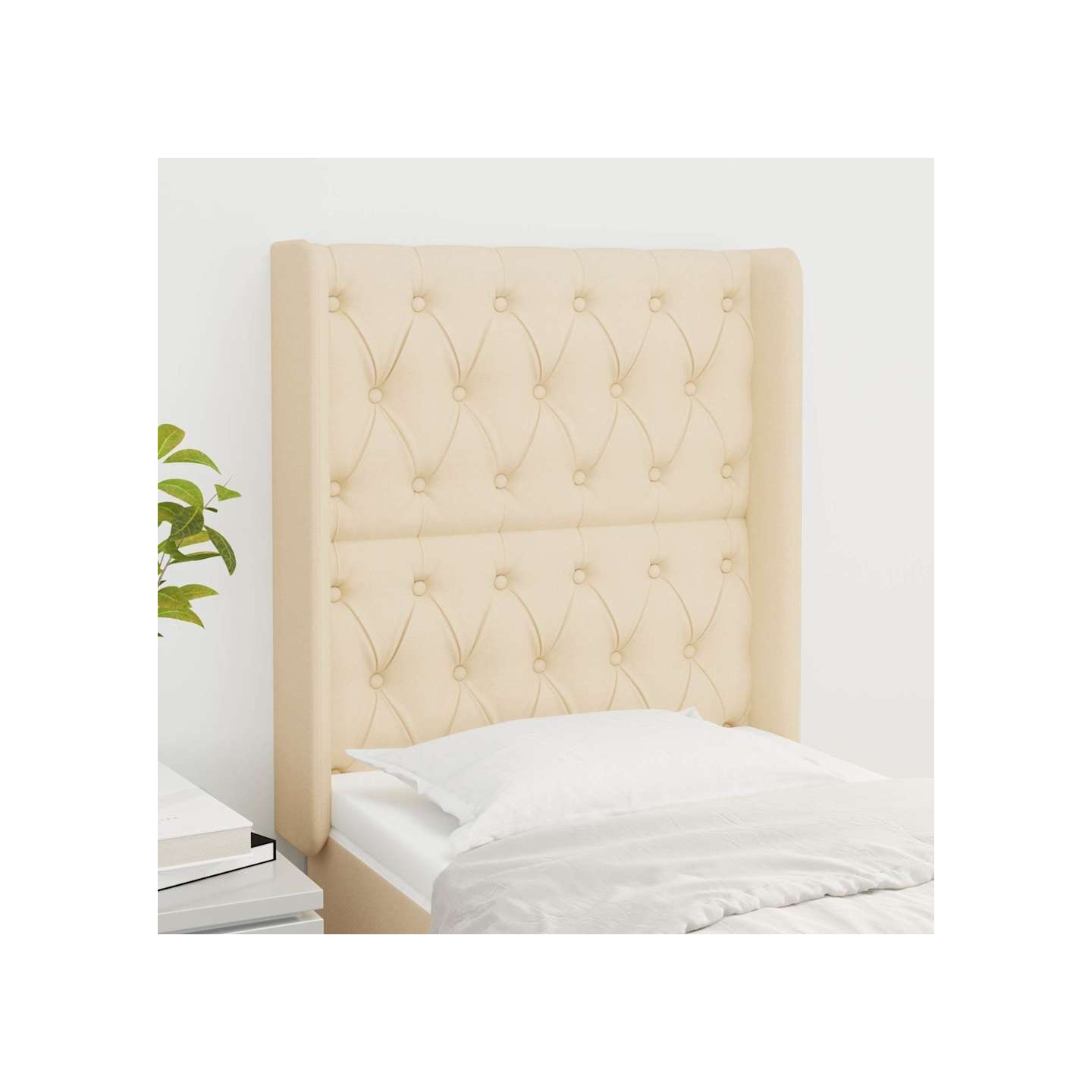 Tête de lit avec oreilles Crème 83x16x118/128 cm Tissu