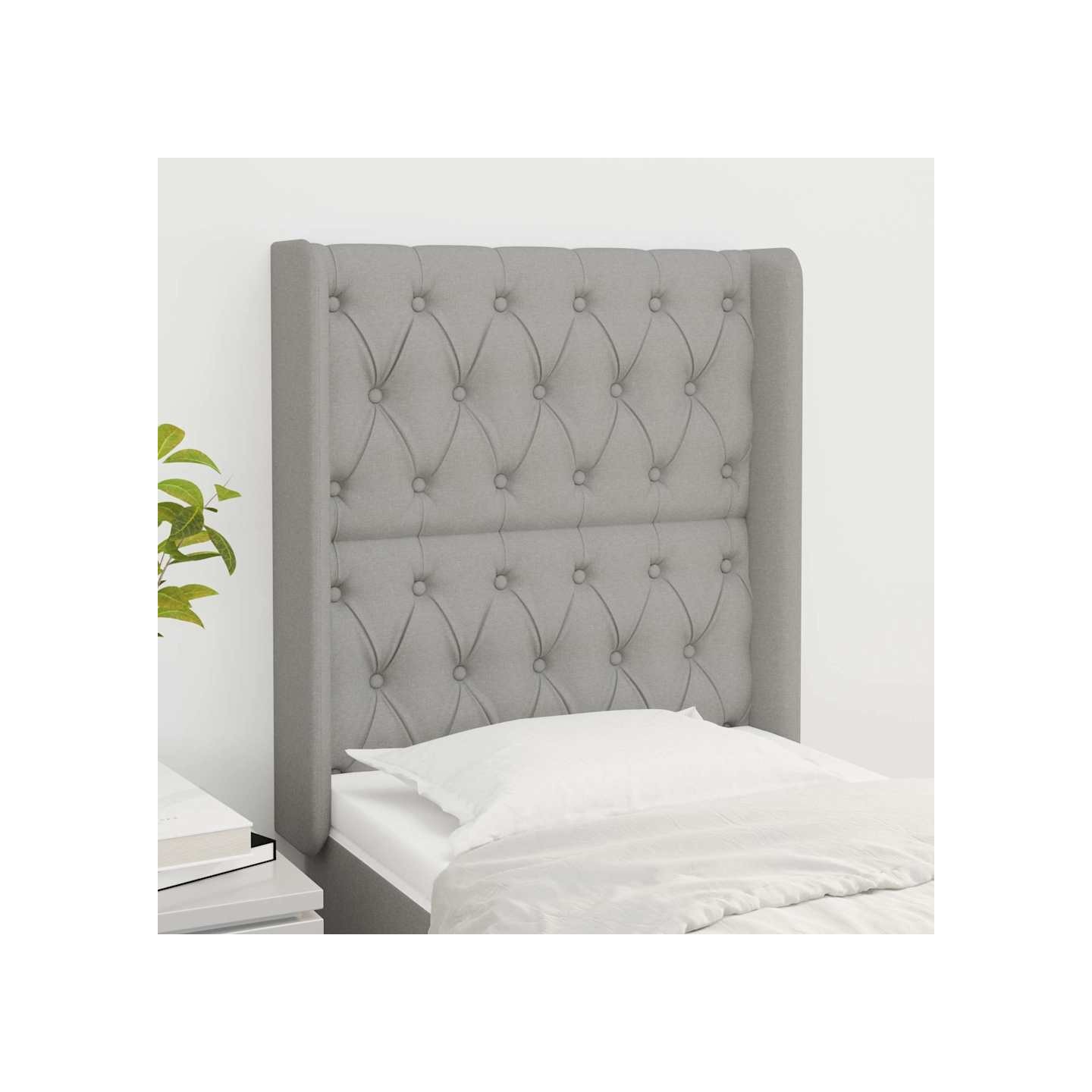 Tête de lit avec oreilles Gris clair 83x16x118/128 cm Tissu
