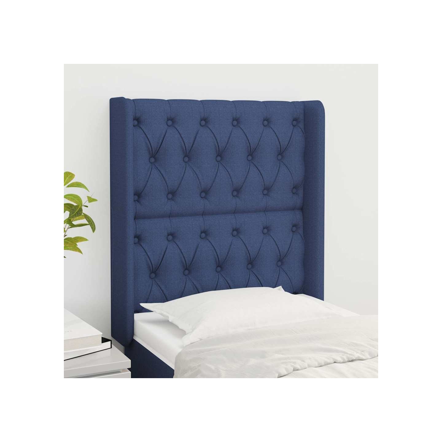 Tête de lit avec oreilles Bleu 83x16x118/128 cm Tissu