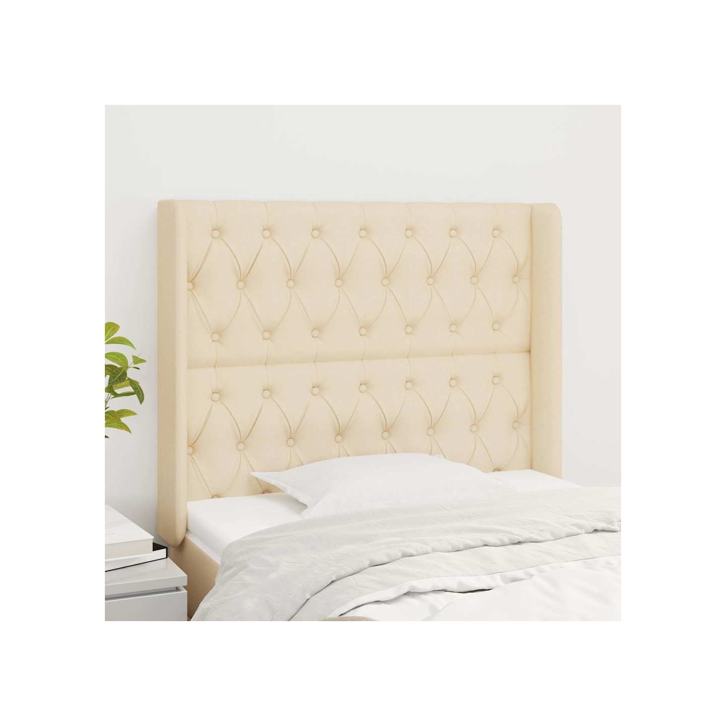 Tête de lit avec oreilles Crème 93x16x118/128 cm Tissu