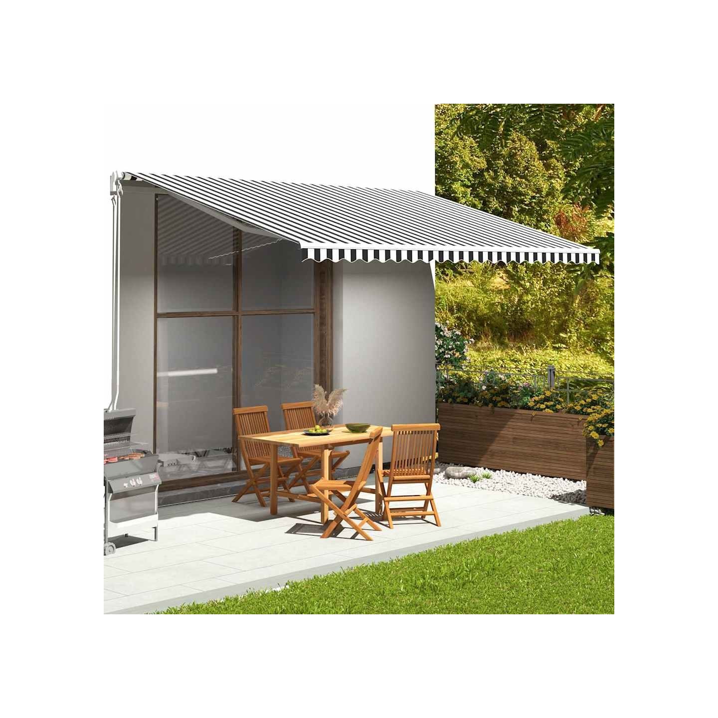 Tissu de remplacement pour auvent anthracite et blanc 500x300 cm polyester