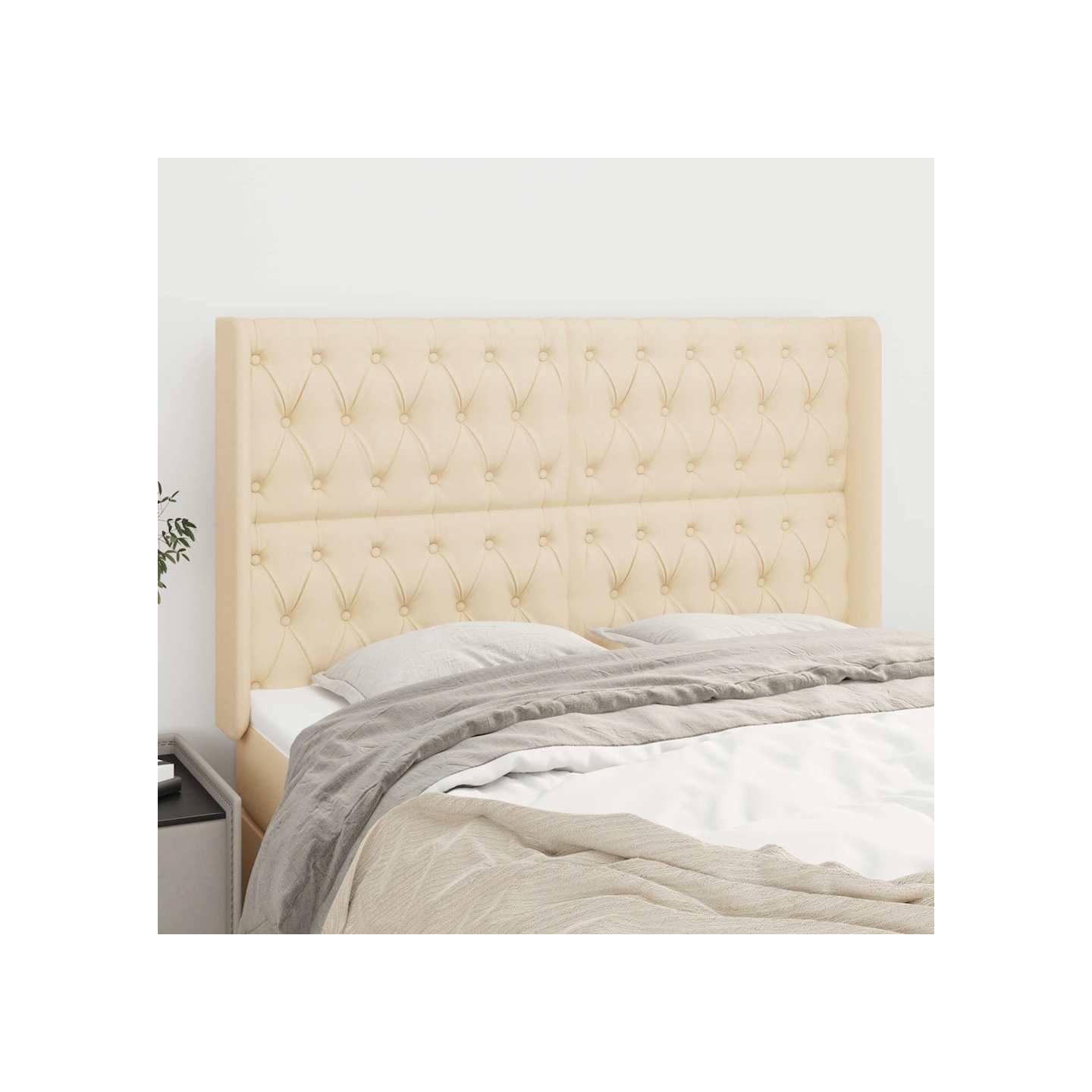 Tête de lit avec oreilles Crème 147x16x118/128 cm Tissu