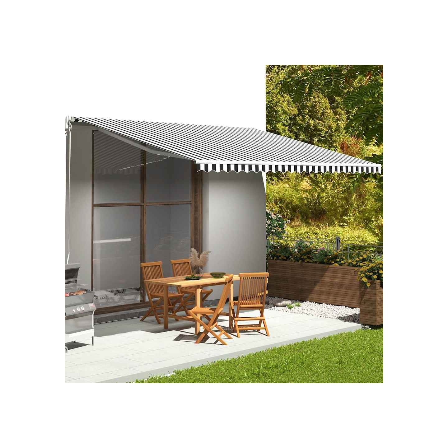 Tissu de remplacement pour auvent anthracite et blanc 500x350 cm polyester