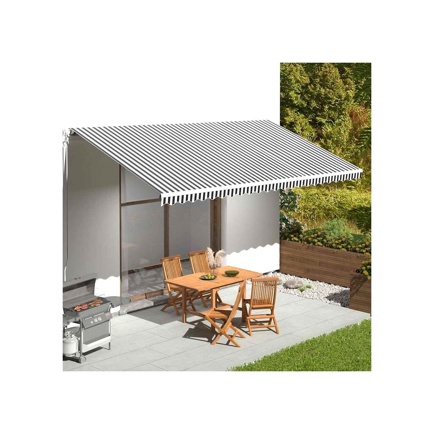 Tissu de remplacement pour auvent anthracite et blanc 600x300 cm polyester