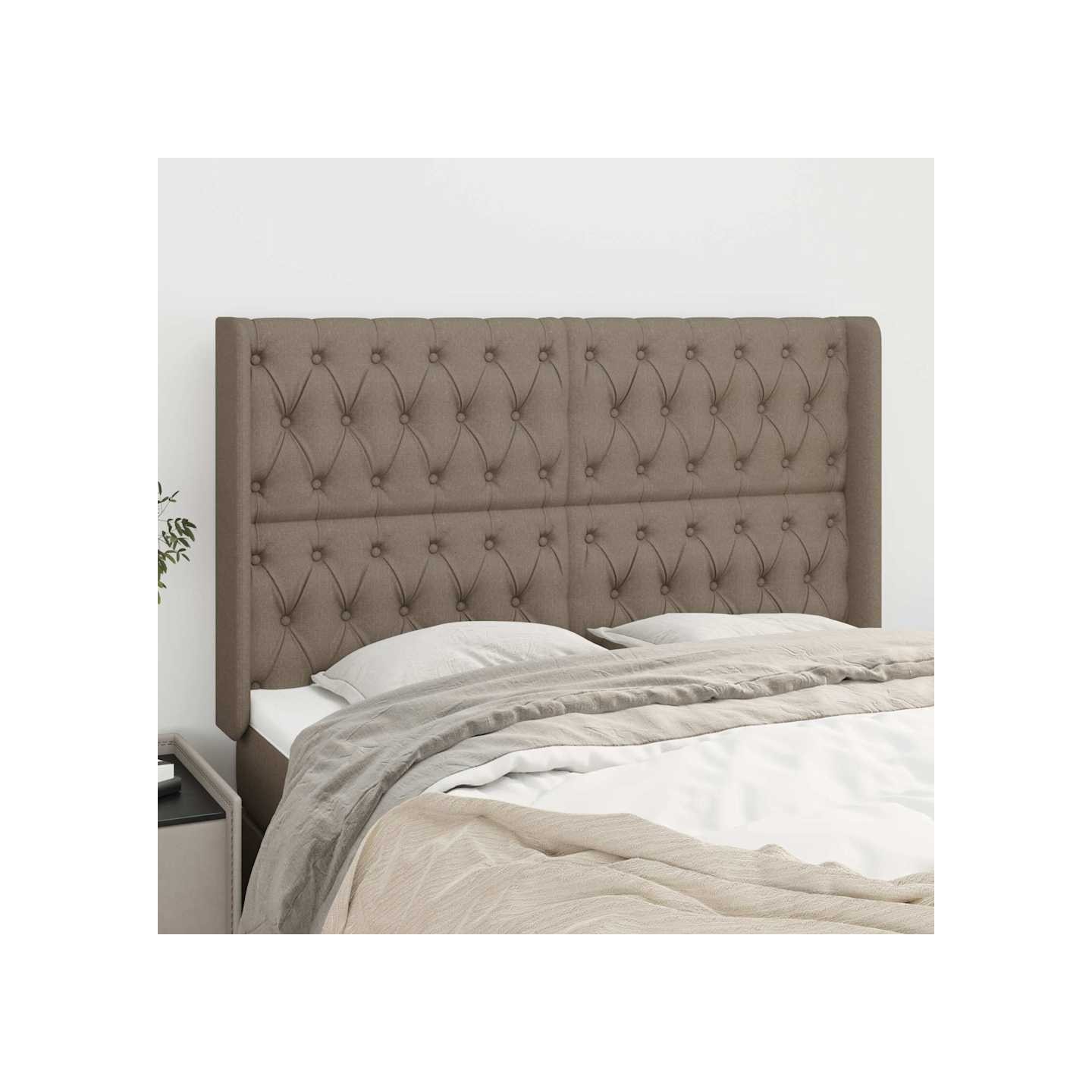 Tête de lit avec oreilles Taupe 163x16x118/128 cm Tissu