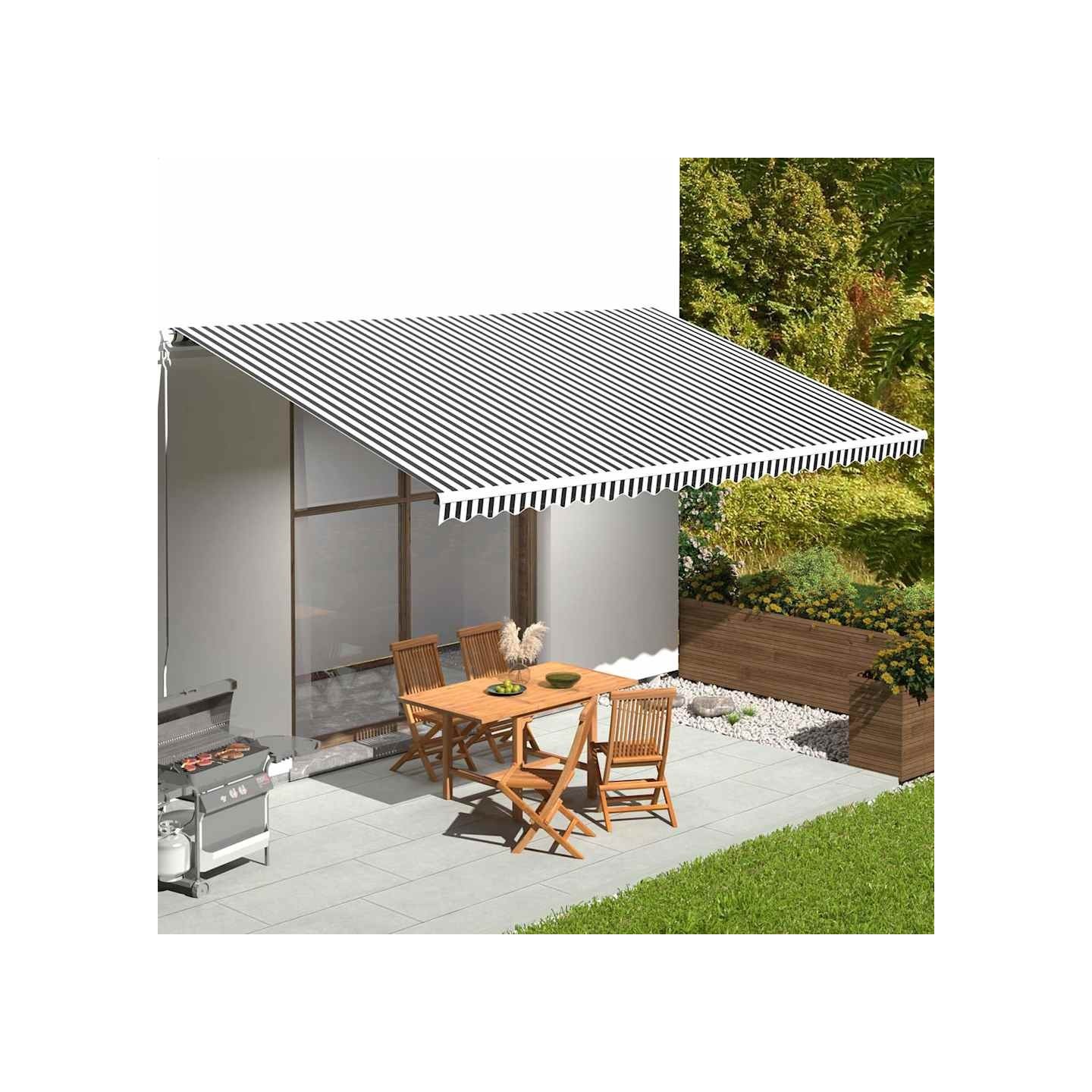 Tissu de remplacement pour auvent anthracite et blanc 600x350 cm polyester