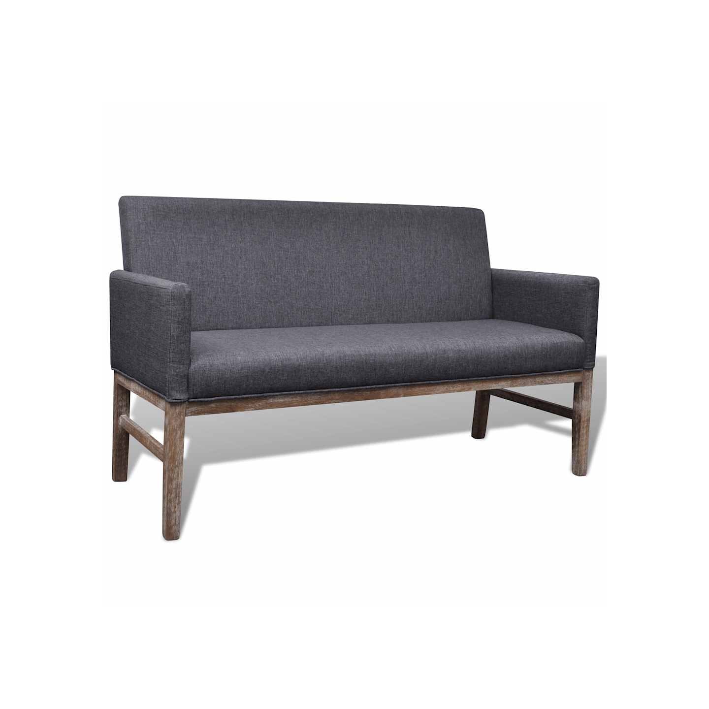 Banc avec coussin rembourré tissu hévéa gris foncé