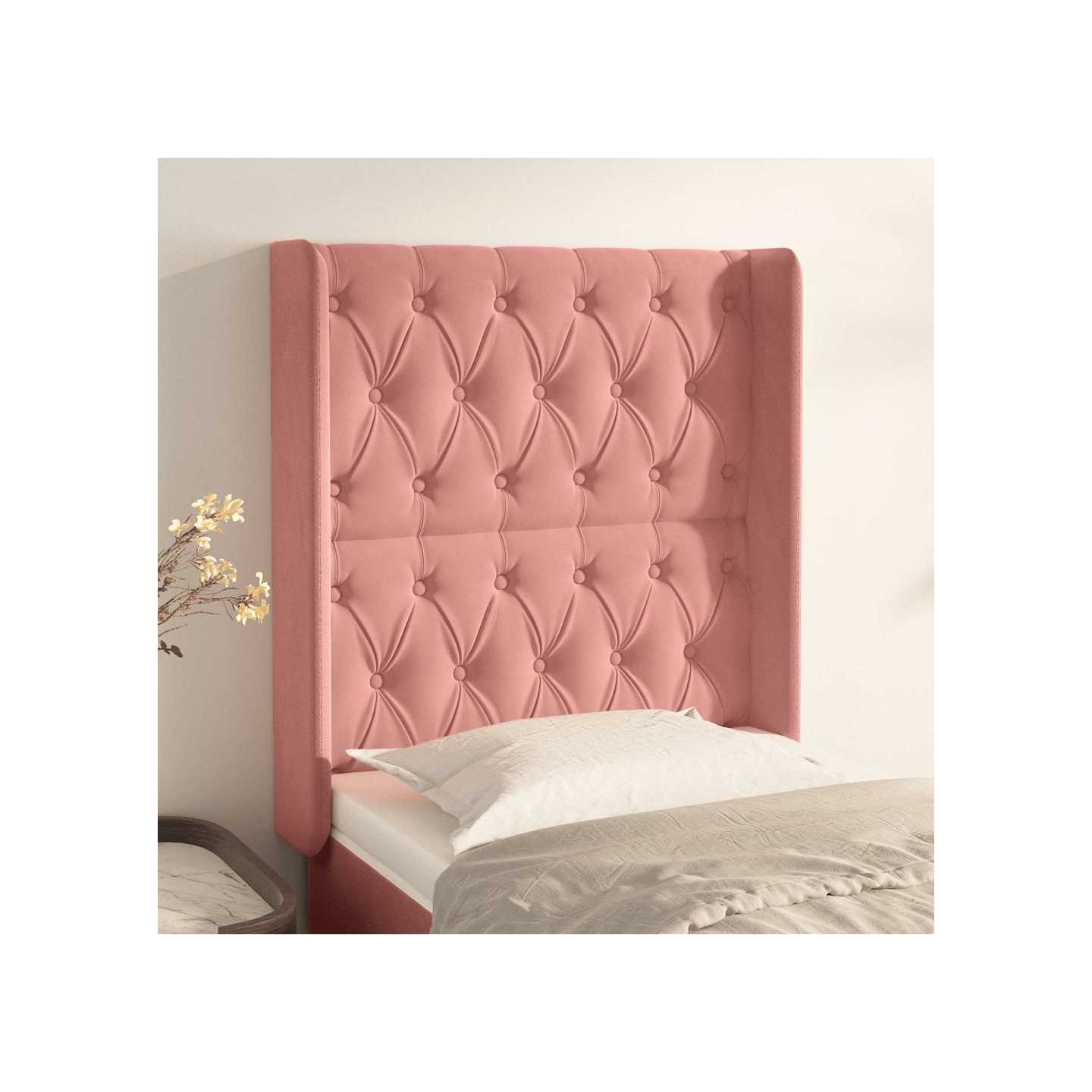 Tête de lit avec oreilles Rose 83x16x118/128 cm Velours
