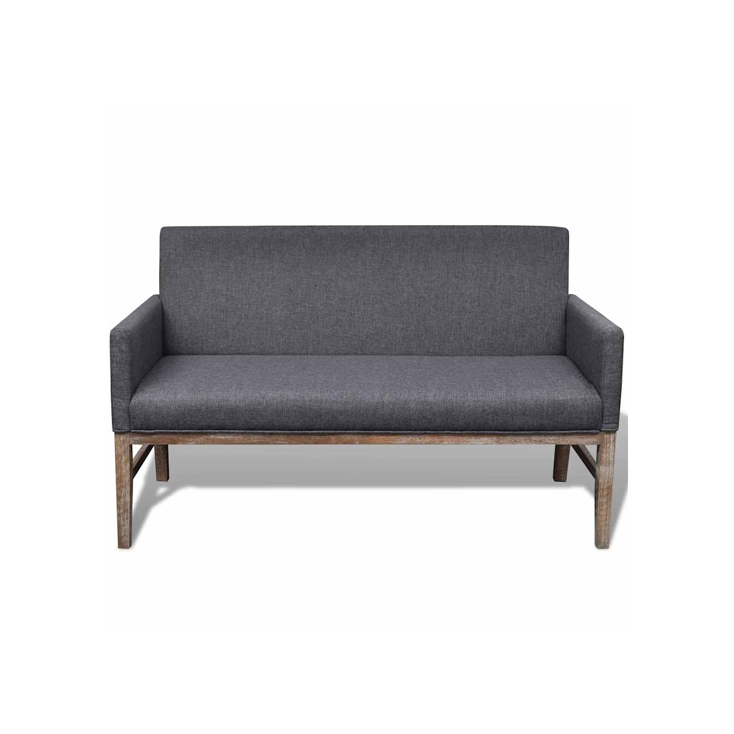 Banc avec coussin rembourré tissu hévéa gris foncé