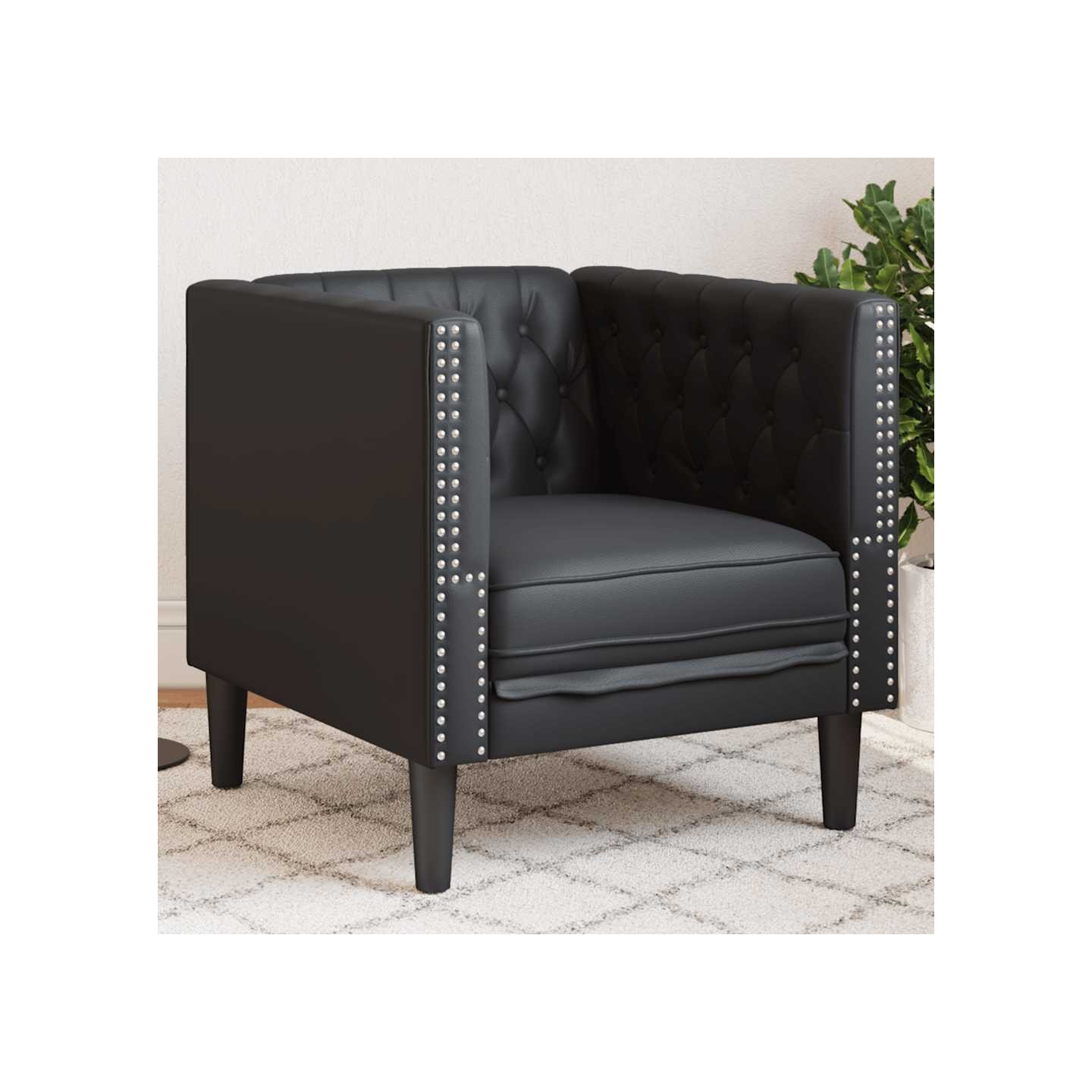 Fauteuil Chesterfield noir similicuir