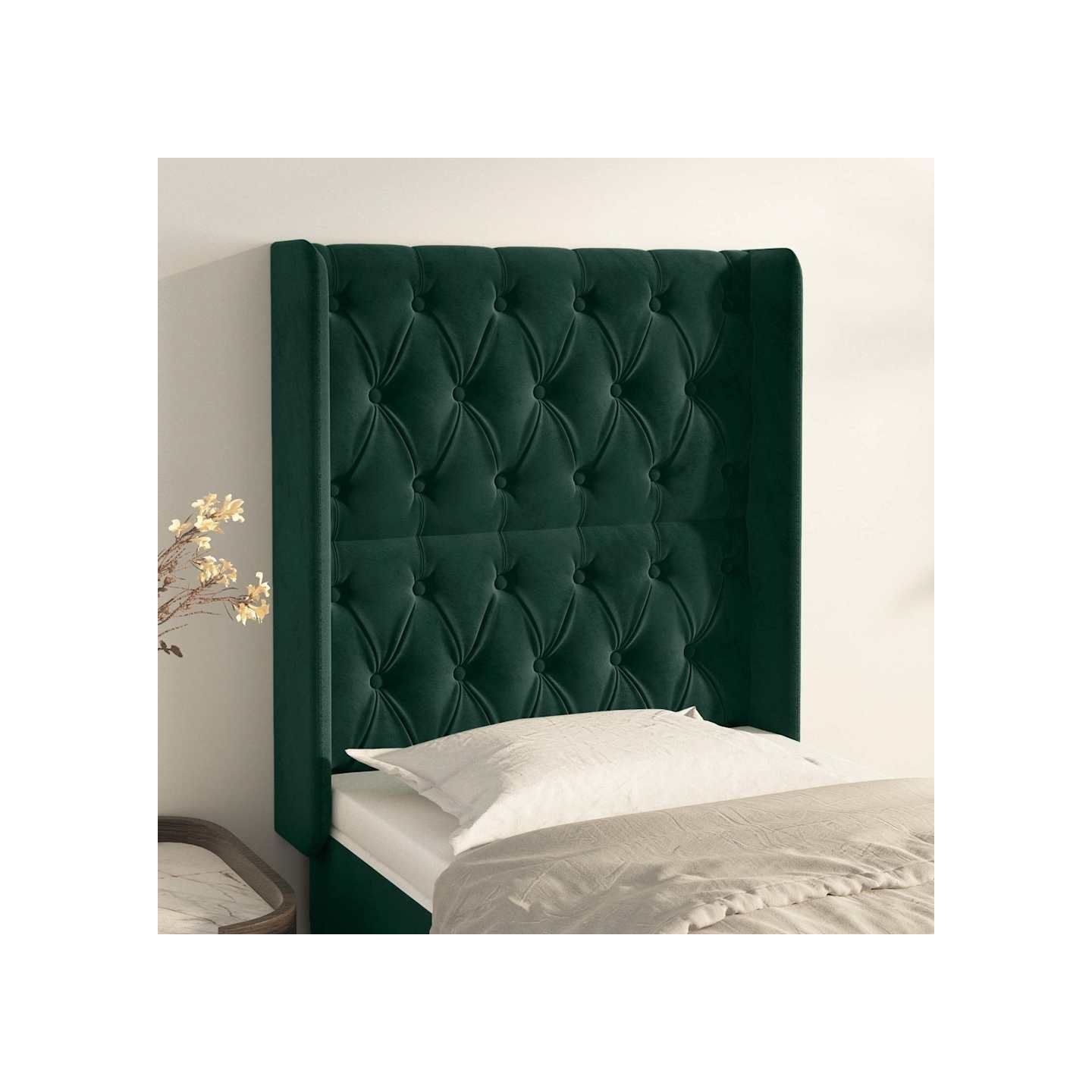 Tête de lit avec oreilles Vert foncé 83x16x118/128 cm Velours
