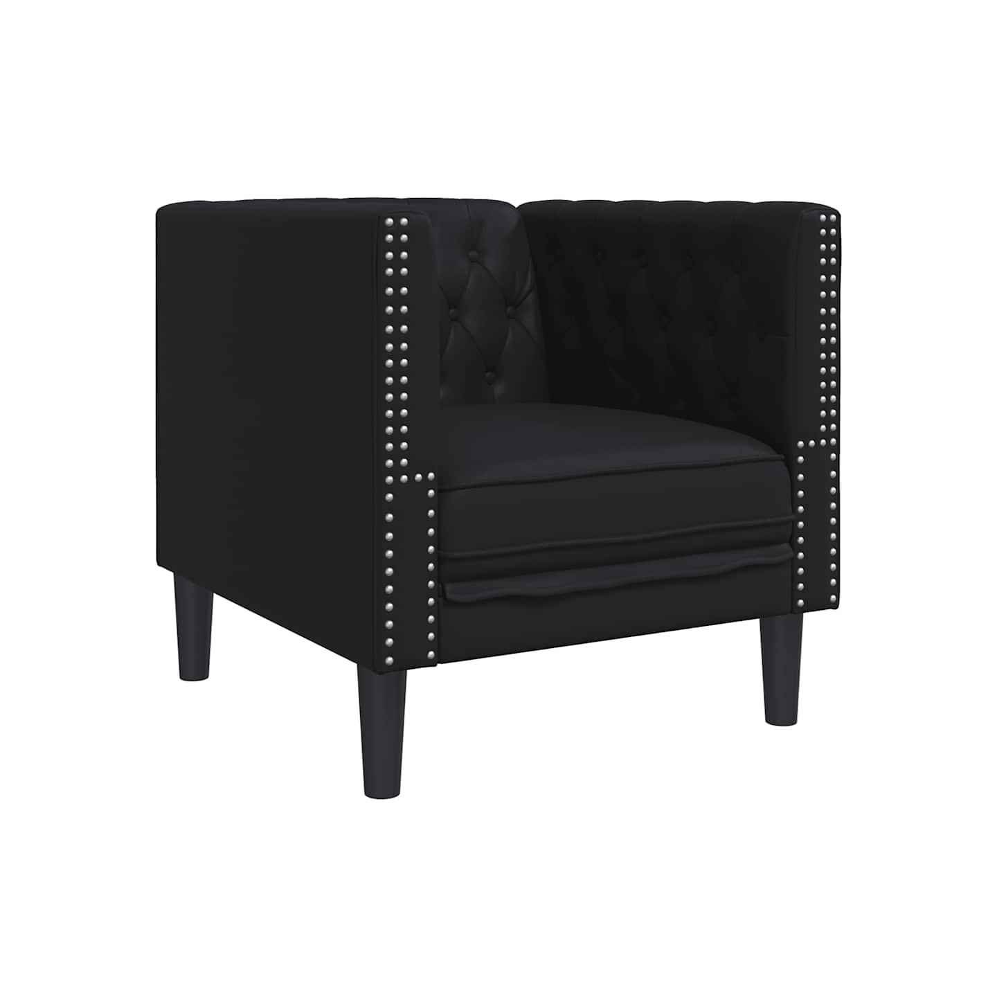 Fauteuil Chesterfield noir similicuir