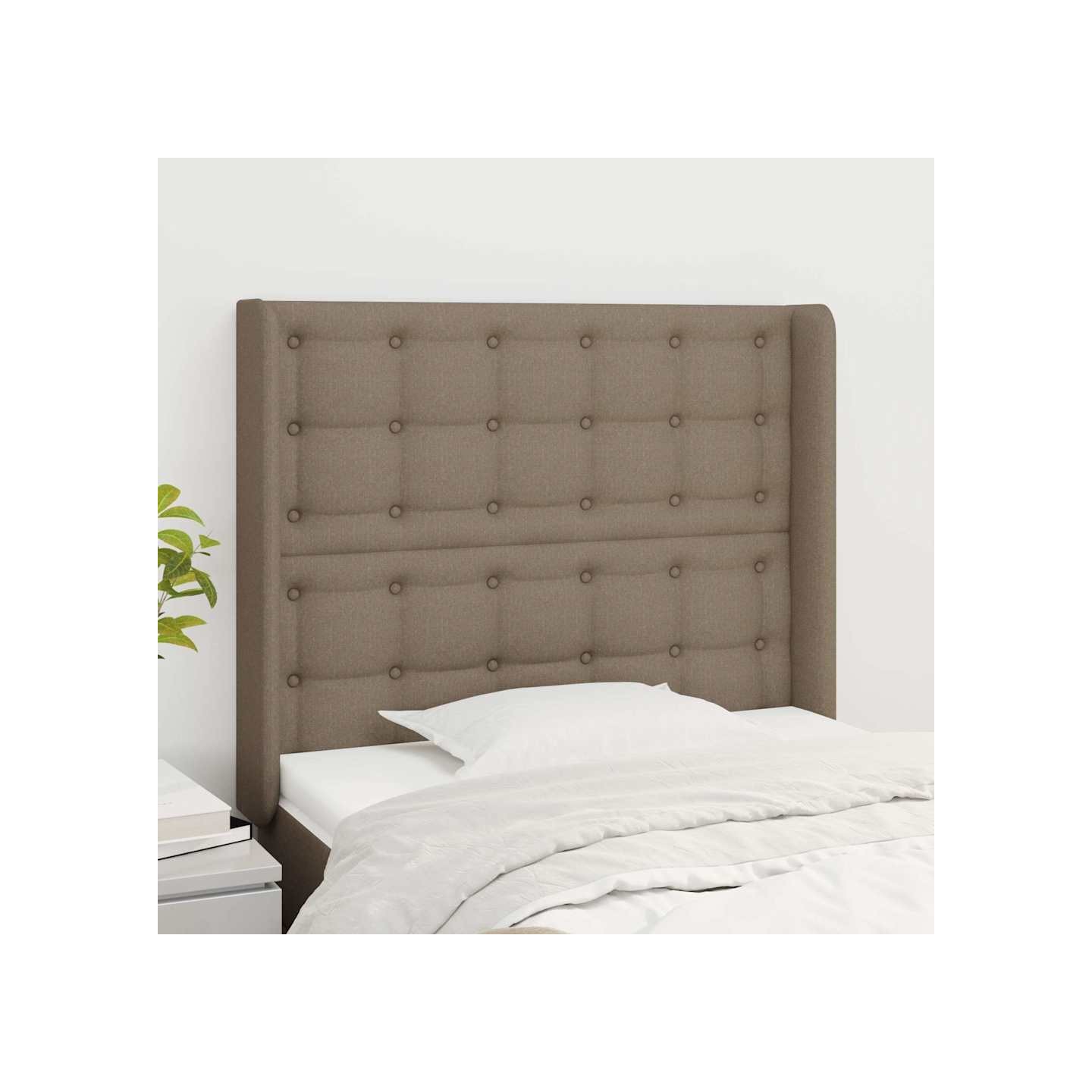 Tête de lit avec oreilles Taupe 83x16x118/128 cm Tissu