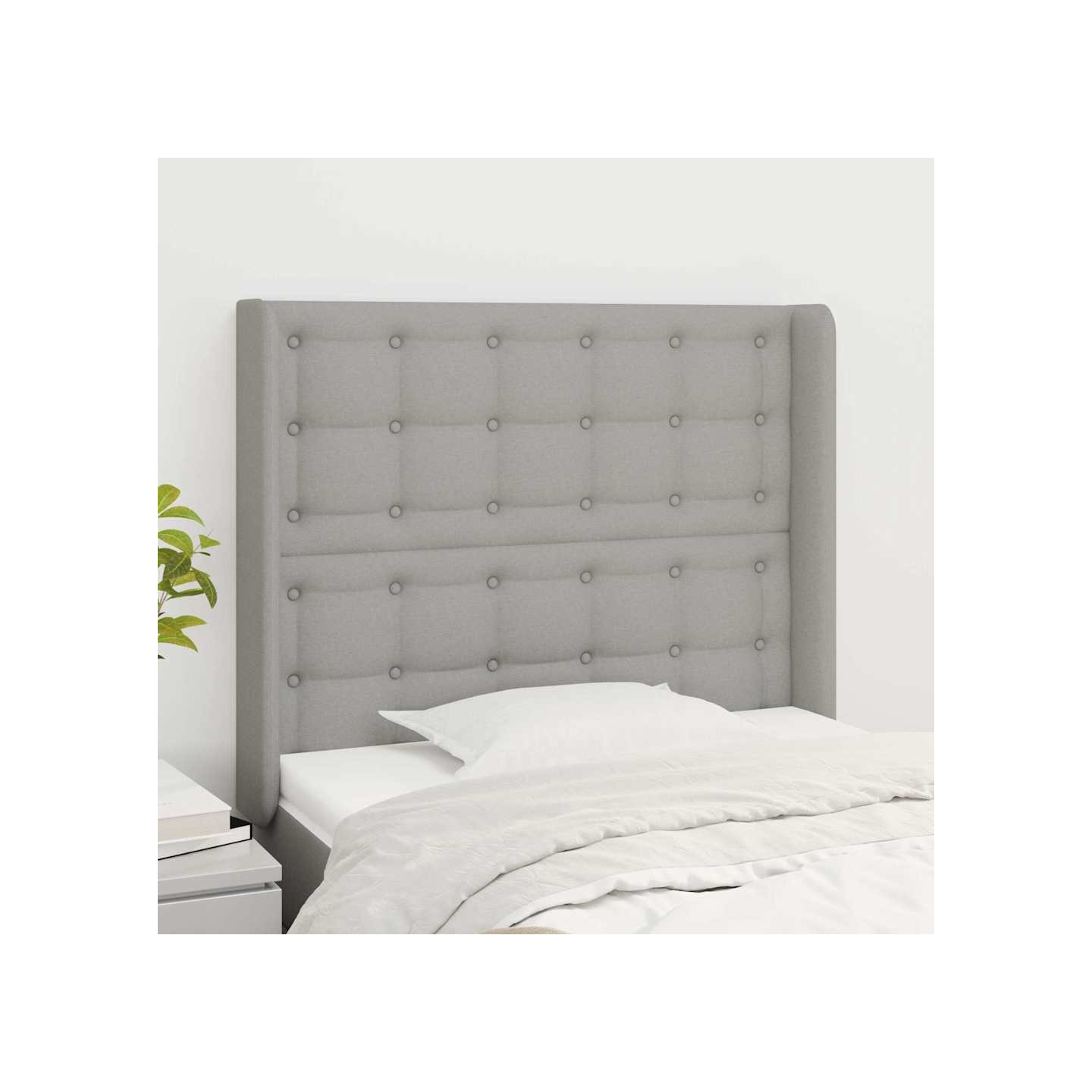 Tête de lit avec oreilles Gris clair 103x16x118/128 cm Tissu