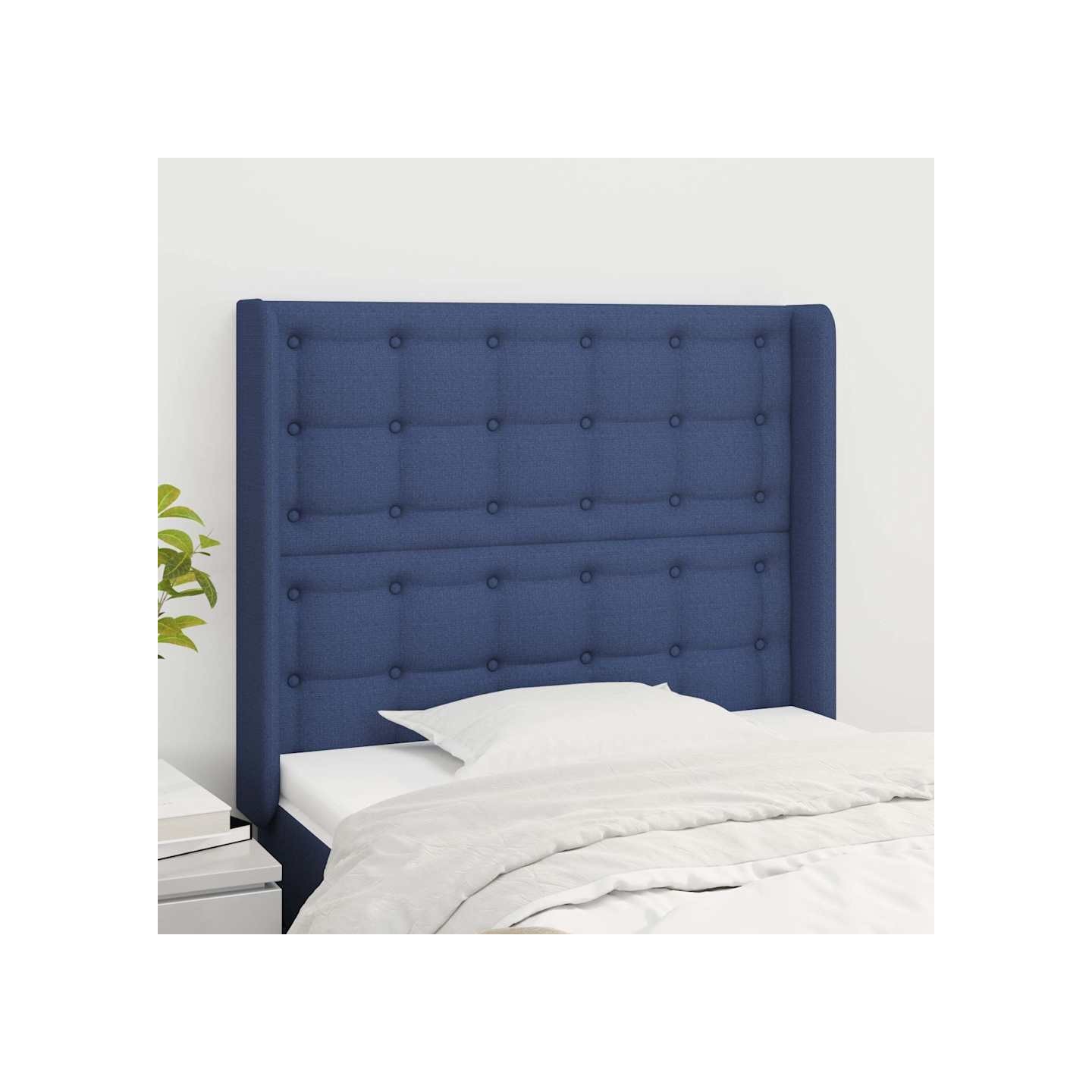 Tête de lit avec oreilles Bleu 103x16x118/128 cm Tissu