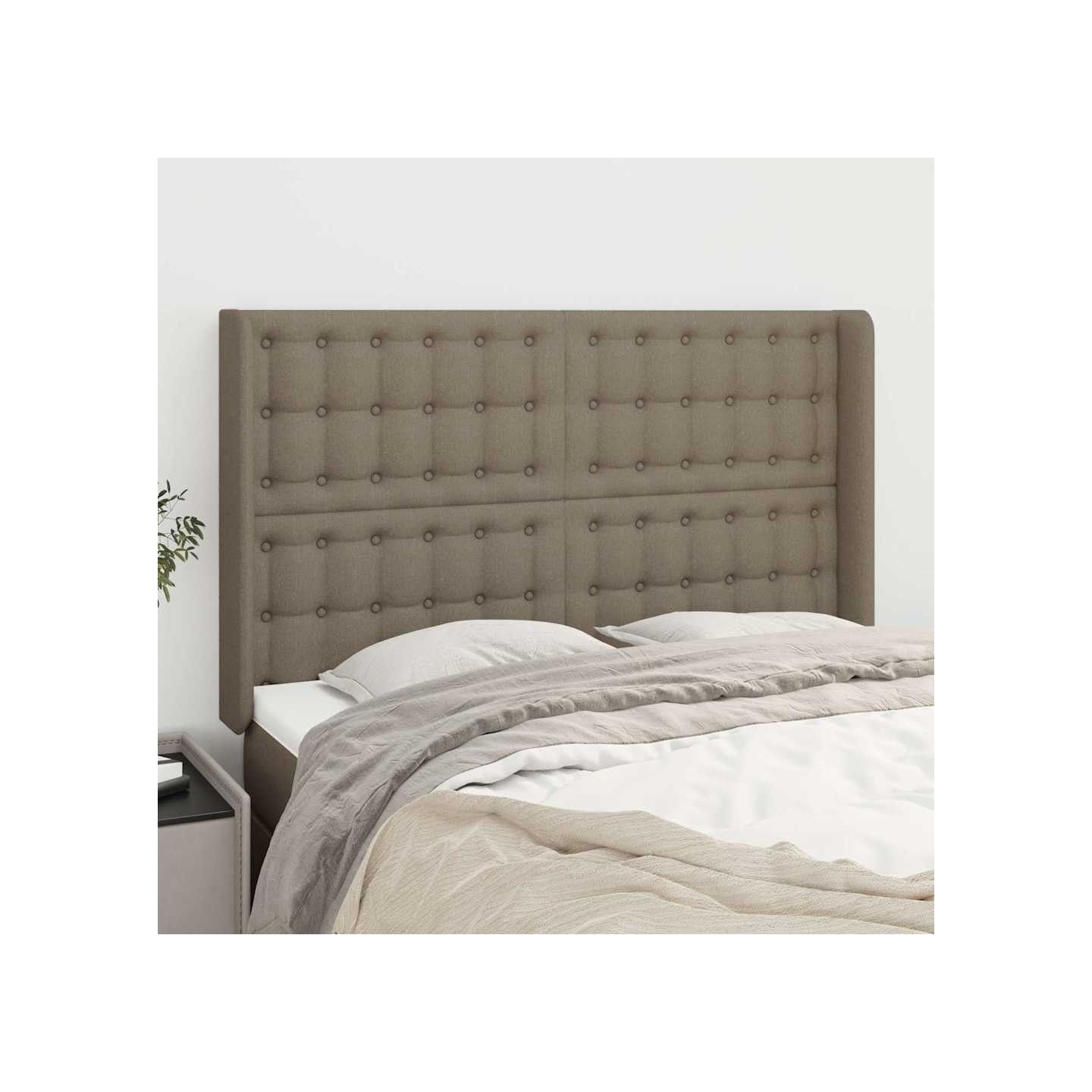 Tête de lit avec oreilles Taupe 147x16x118/128 cm Tissu