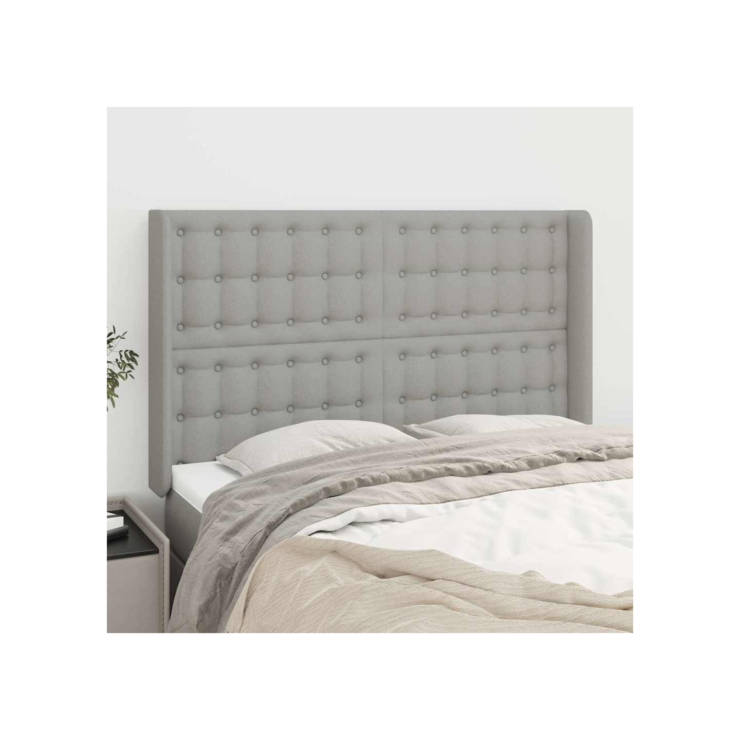 Tête de lit avec oreilles Gris clair 147x16x118/128 cm Tissu