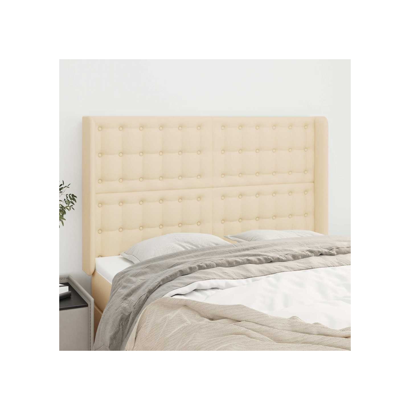 Tête de lit avec oreilles Crème 147x16x118/128 cm Tissu