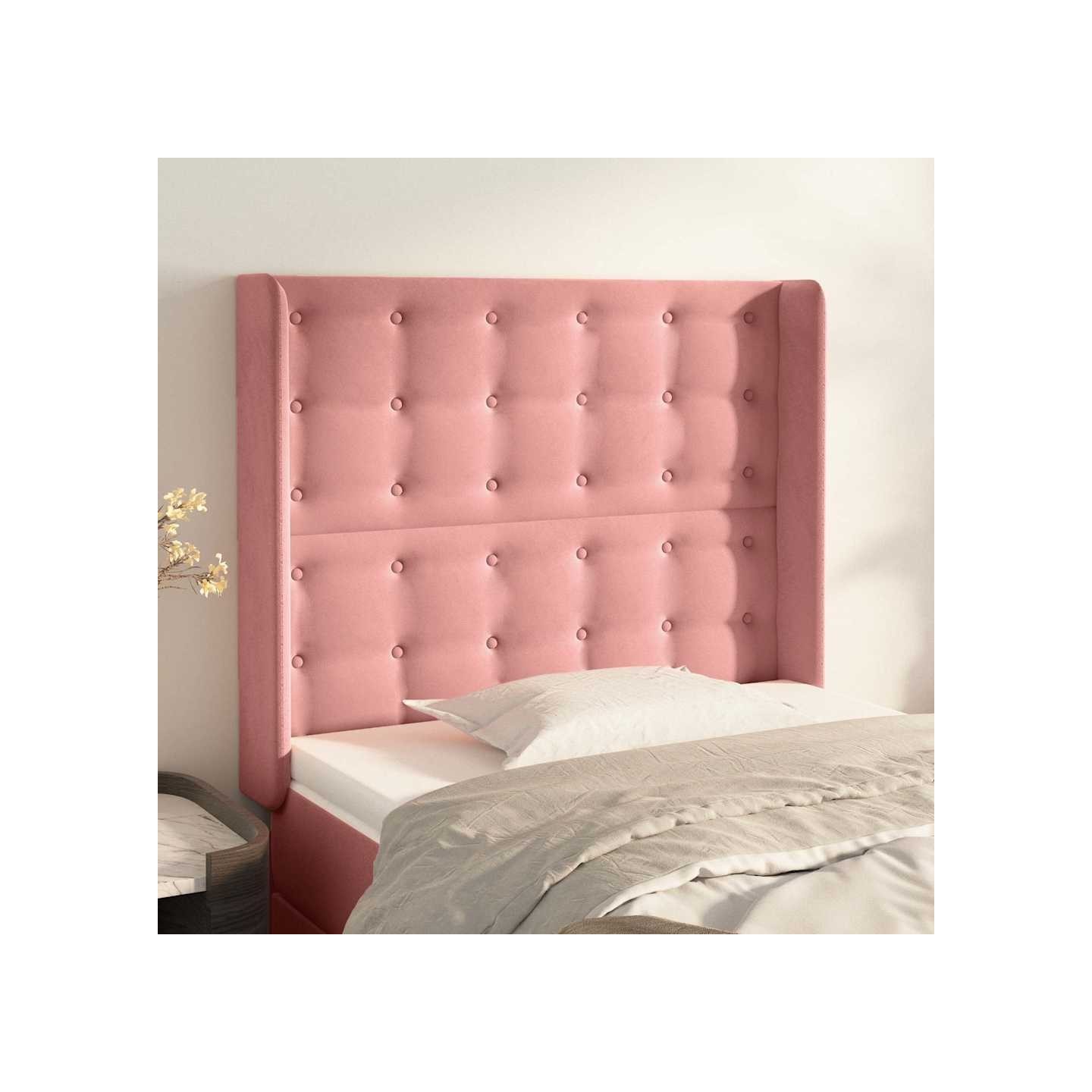 Tête de lit avec oreilles Rose 83x16x118/128 cm Velours