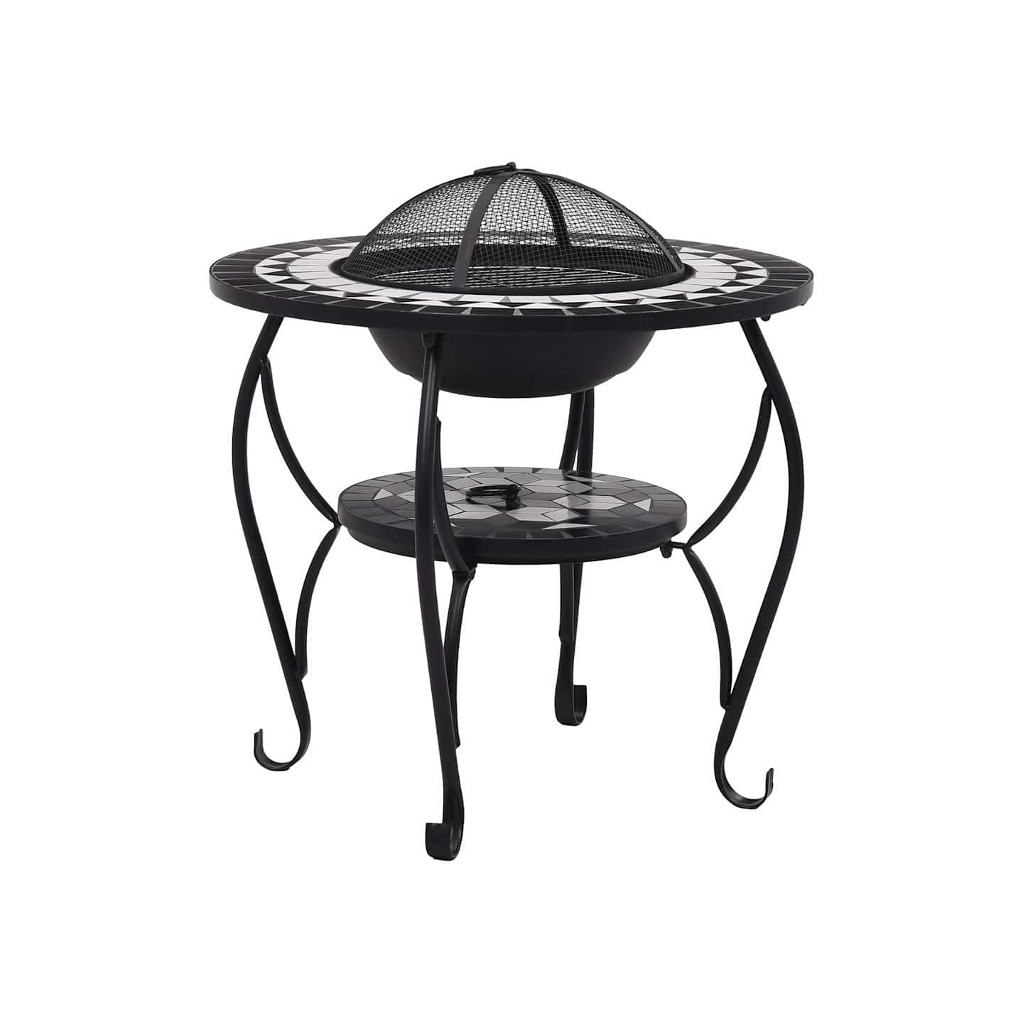 Table de foyer mosaïque Noir et blanc 68 cm Céramique