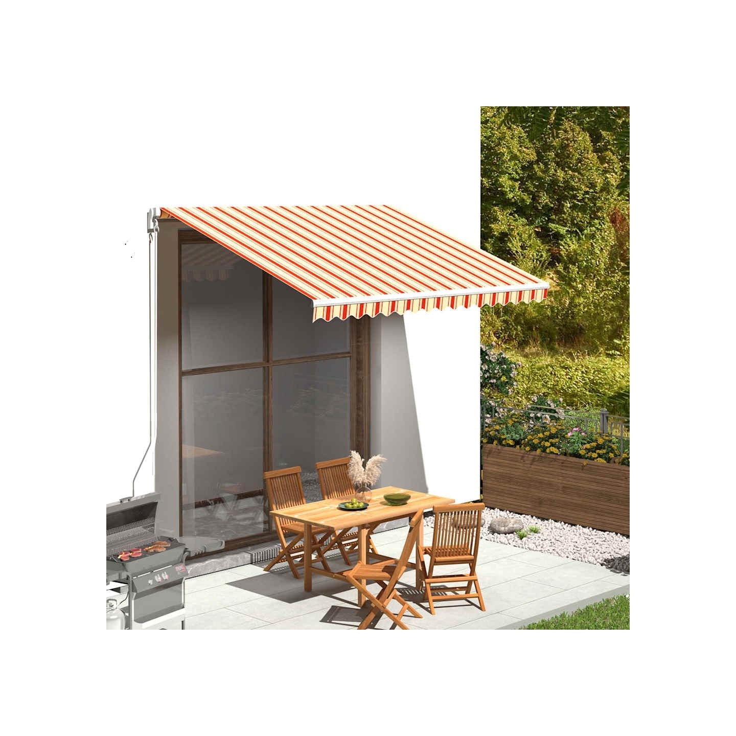 Tissu de remplacement pour auvent jaune et orange 350x250 cm