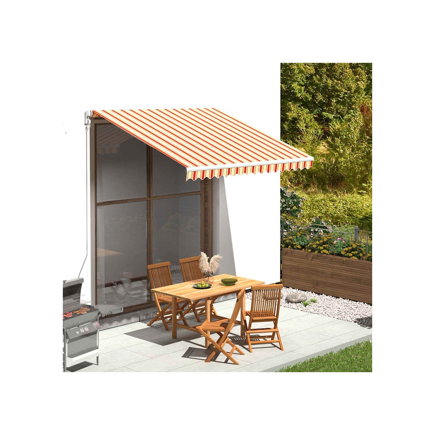 Tissu de remplacement pour auvent jaune et orange 300x250 cm