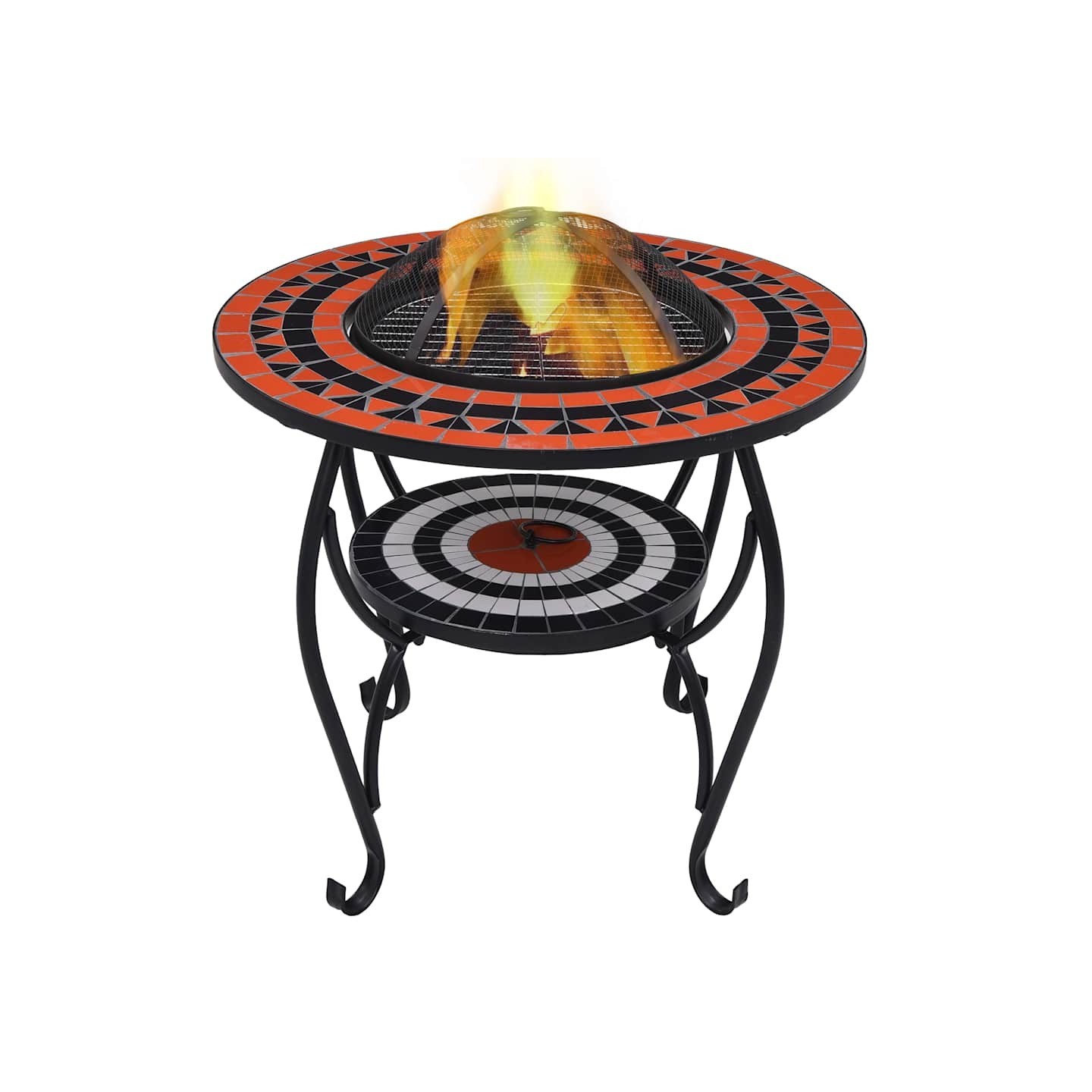Table de foyer mosaïque Terre cuite et blanc 68 cm Céramique