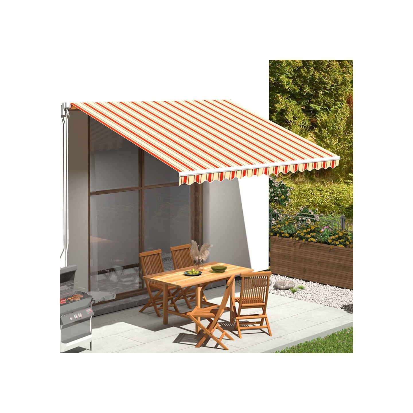 Tissu de remplacement pour auvent jaune et orange 400x350 cm polyester
