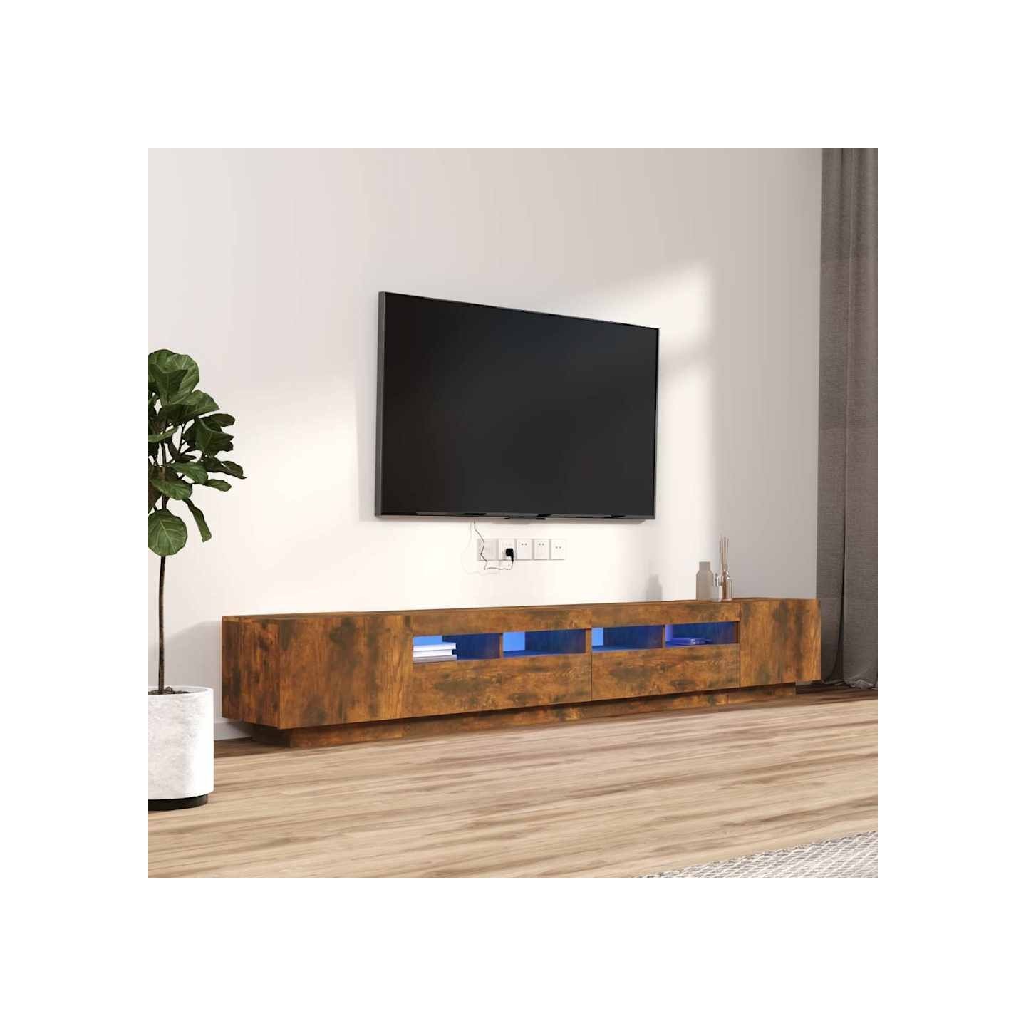 Ensemble de meubles TV avec lumières LED 3 pcs Chêne fumé