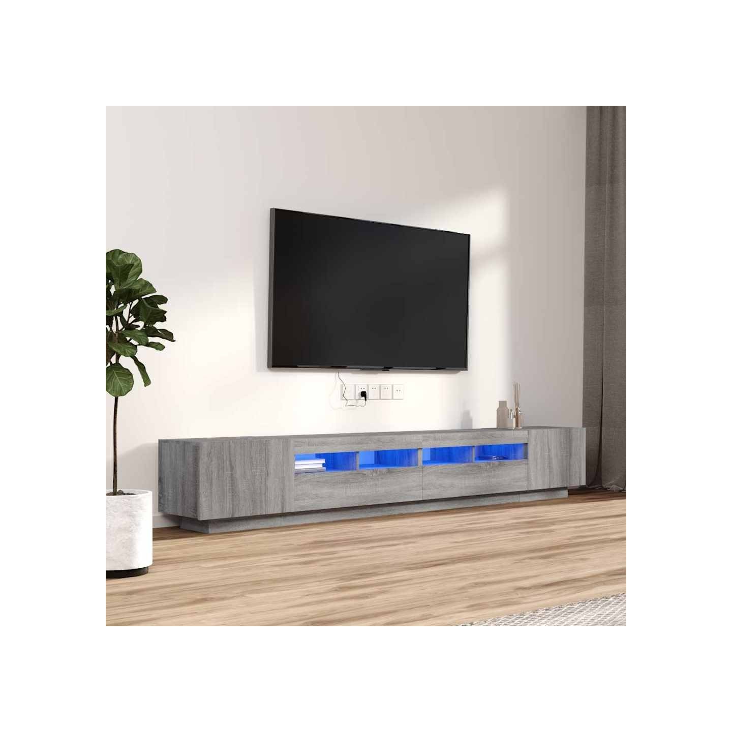 Ensemble de meubles TV avec lumières LED 3 pcs Sonoma gris