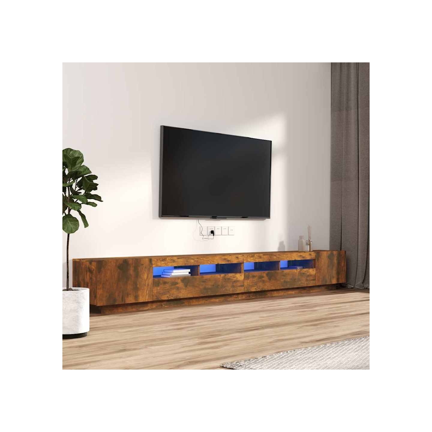 Ensemble de meubles TV avec lumières LED 3 pcs Chêne fumé